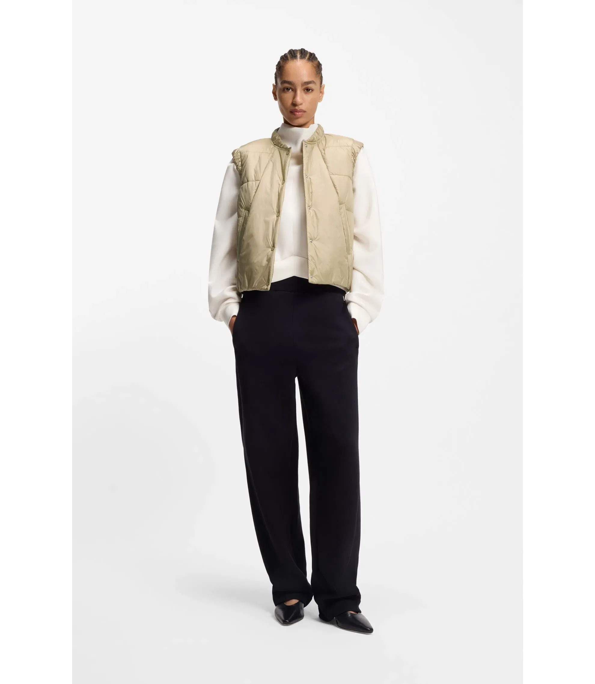 Boss Water Repellent Gilet With Wadding Light Beige Women's