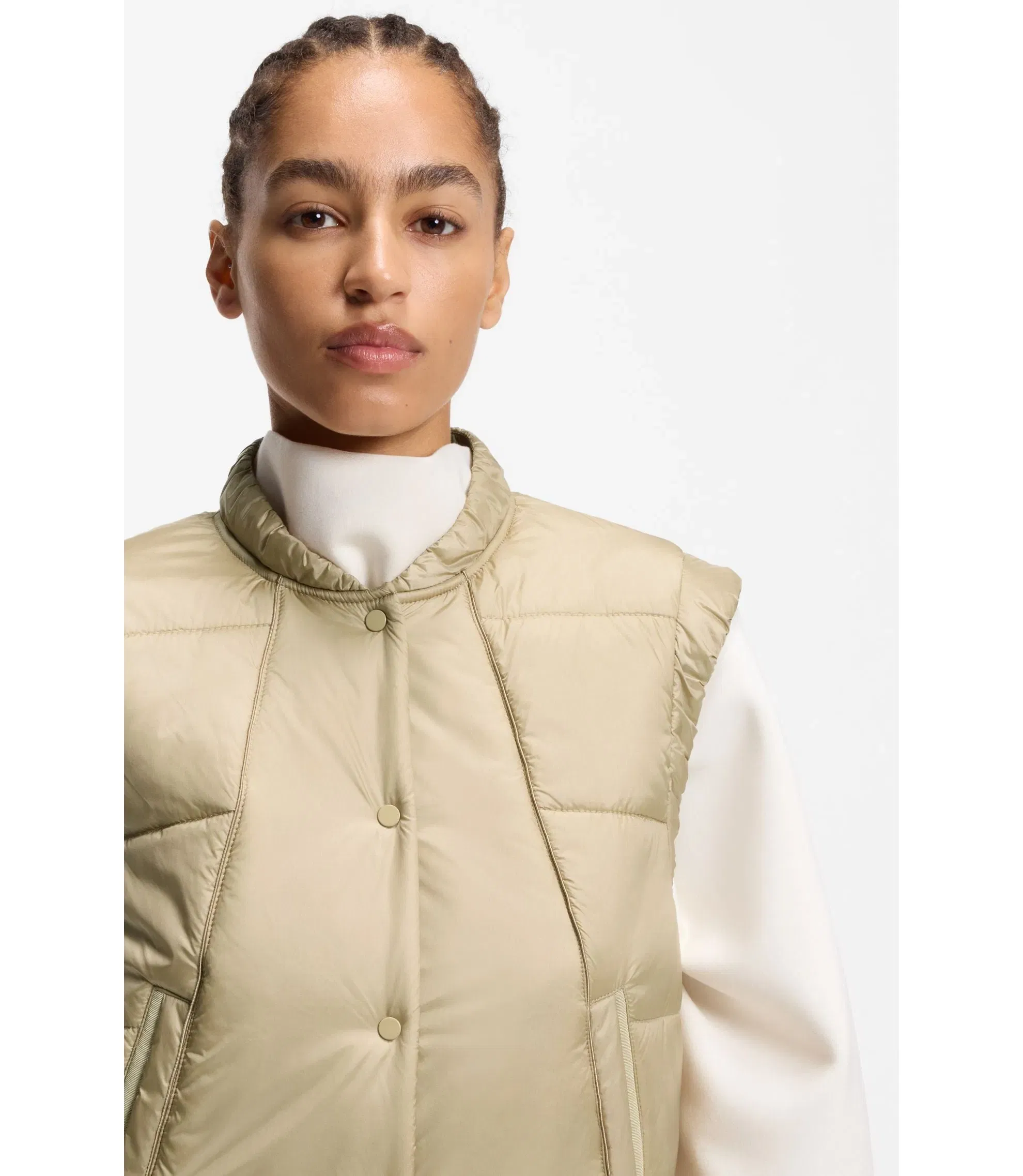 Boss Water Repellent Gilet With Wadding Light Beige Women's