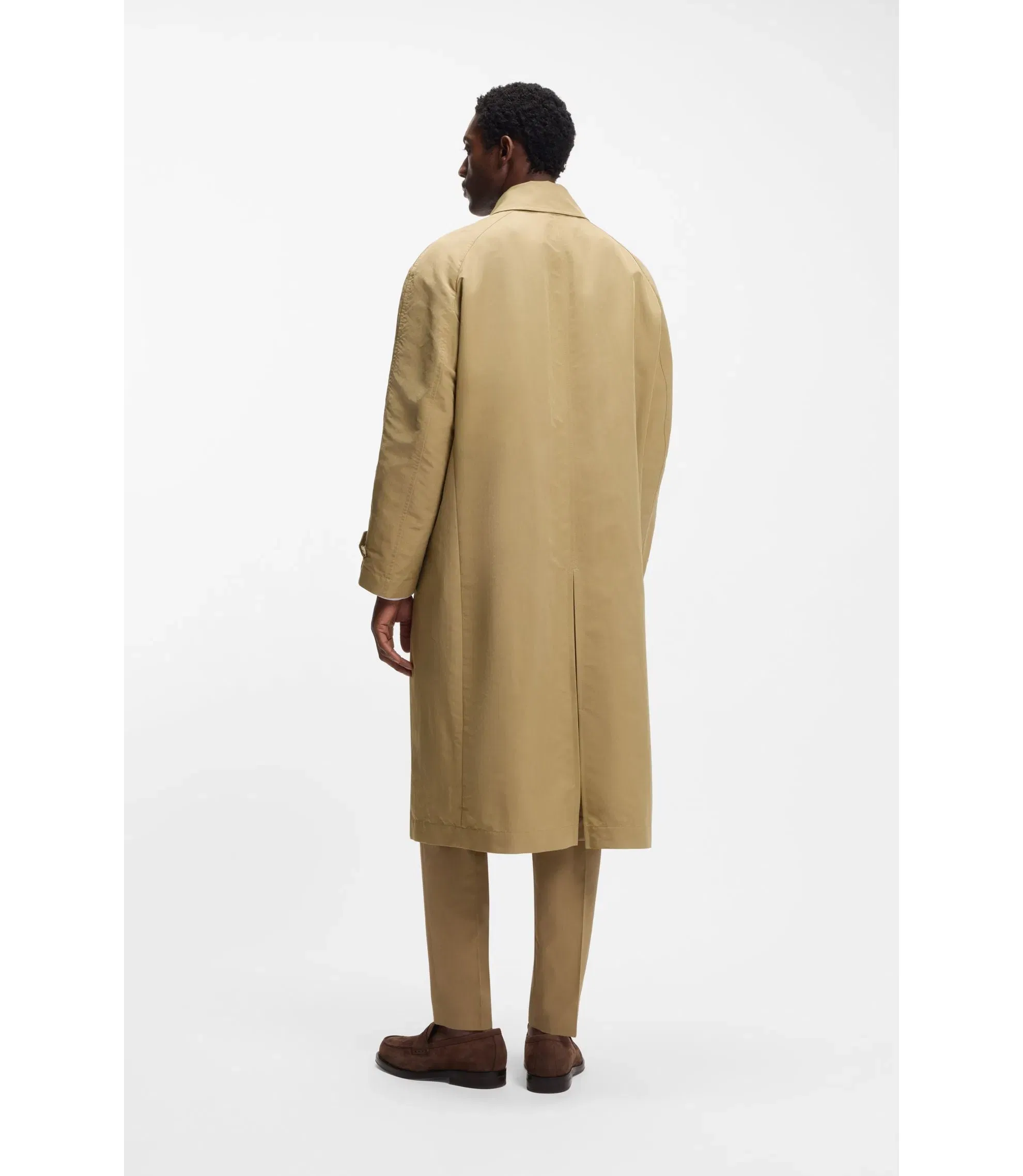 Boss Water Repellent Coat With Concealed Closure Khaki