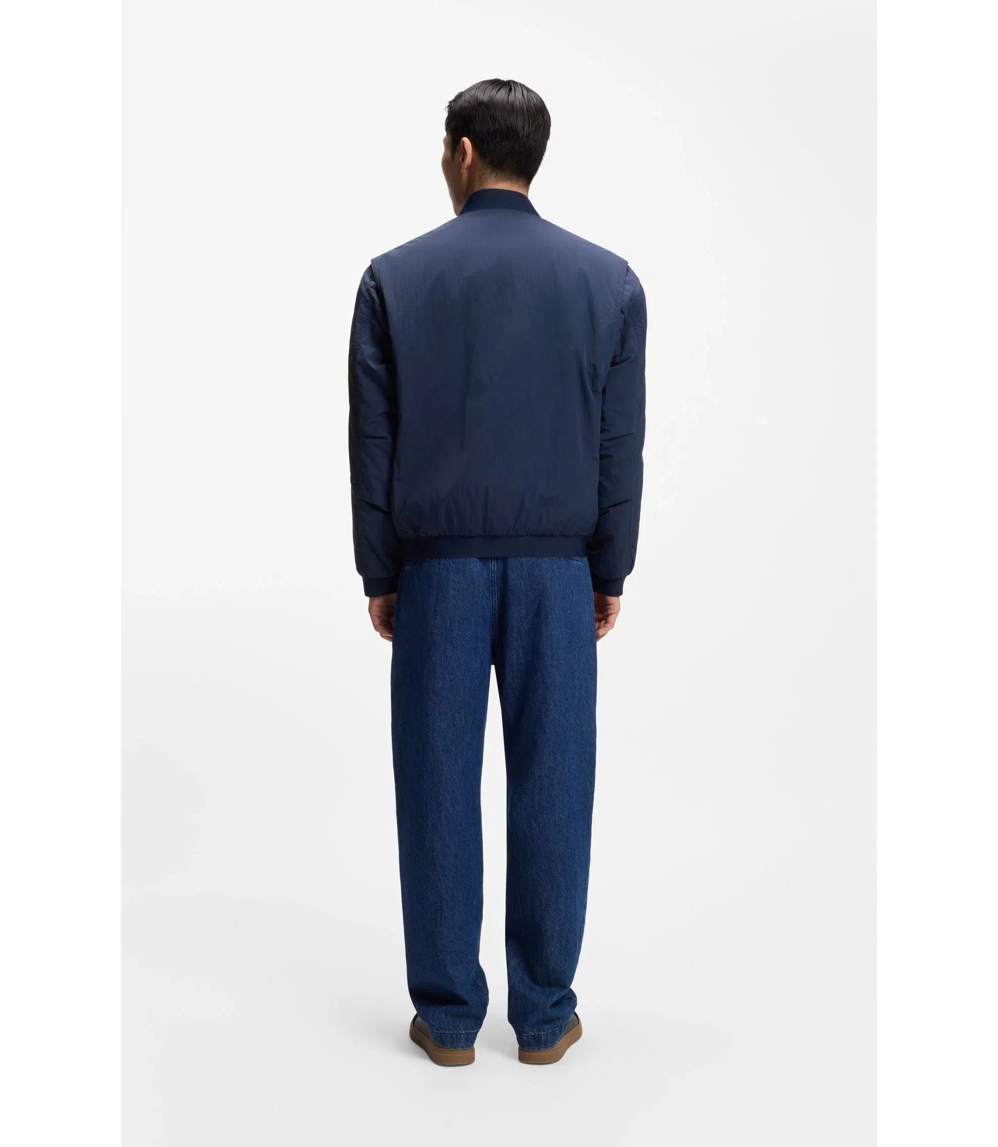 Boss Water Repellent Bomber Jacket In Cotton Touch Fabric Light Blue