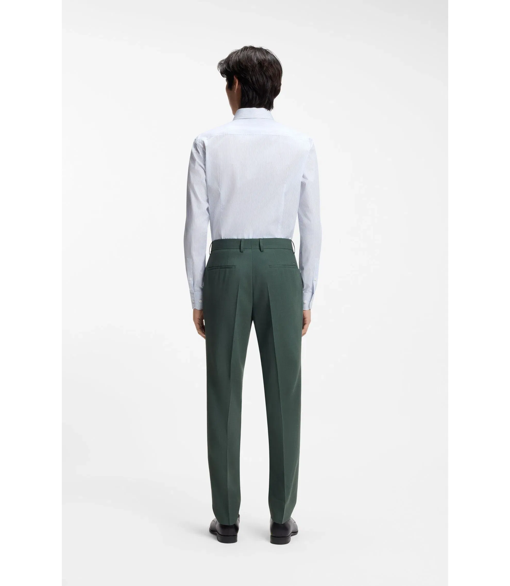 Boss Washable Slim Fit Trousers In Stretch Cloth Light Green