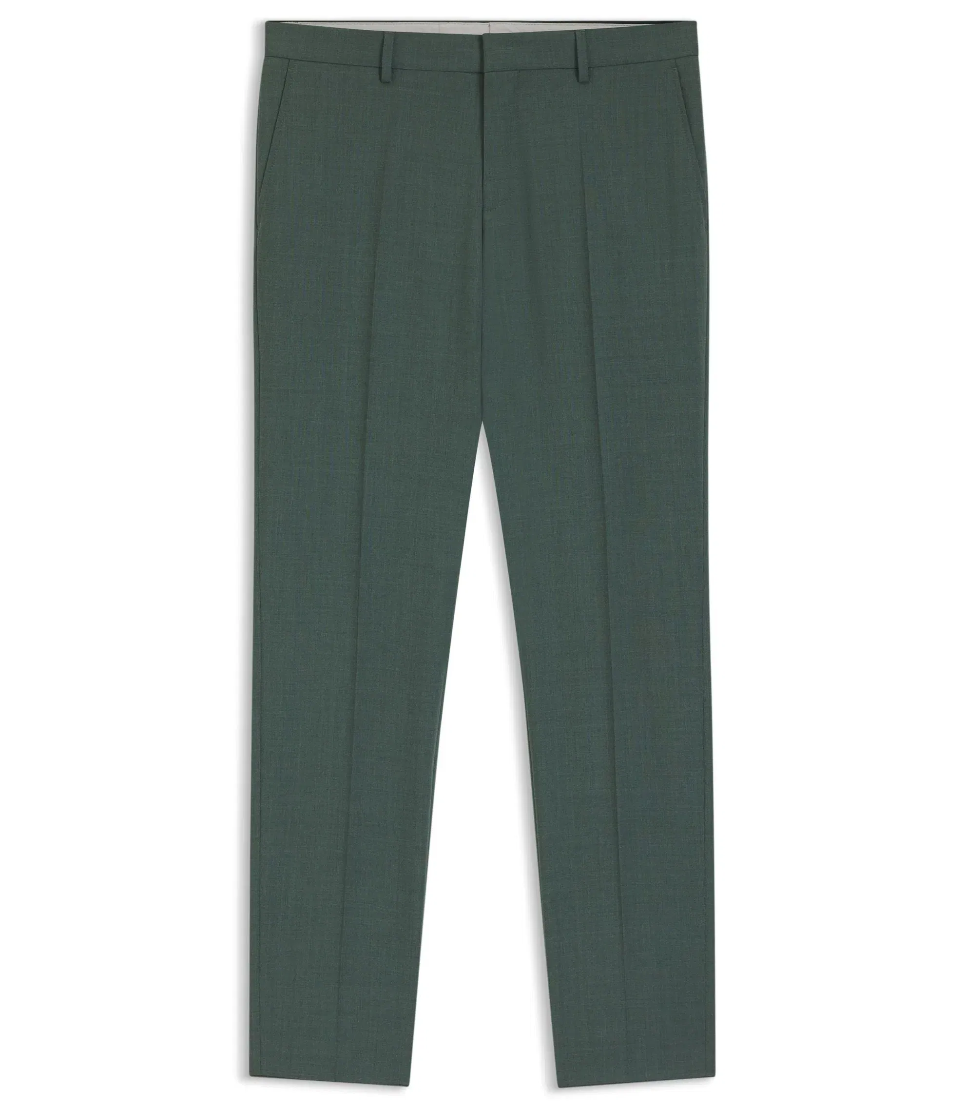 Boss Washable Slim Fit Trousers In Stretch Cloth Light Green