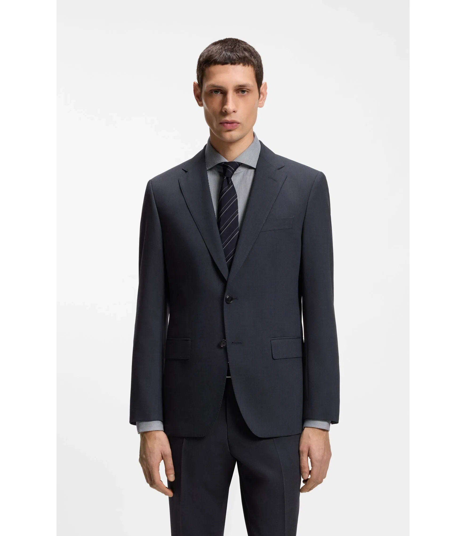 Boss Washable Slim Fit Jacket In Stretch Cloth Light Blue