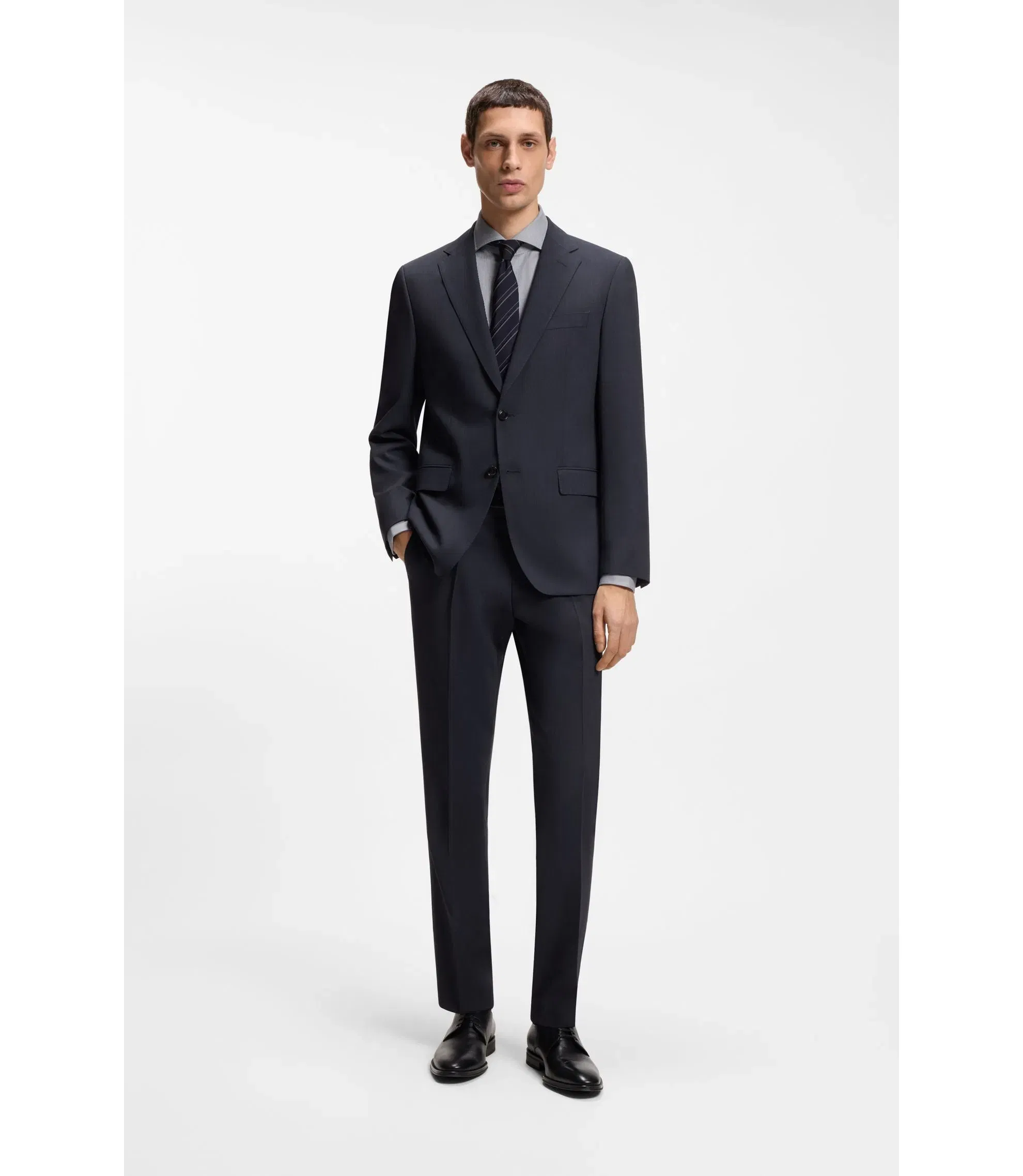 Boss Washable Slim Fit Jacket In Stretch Cloth Light Blue