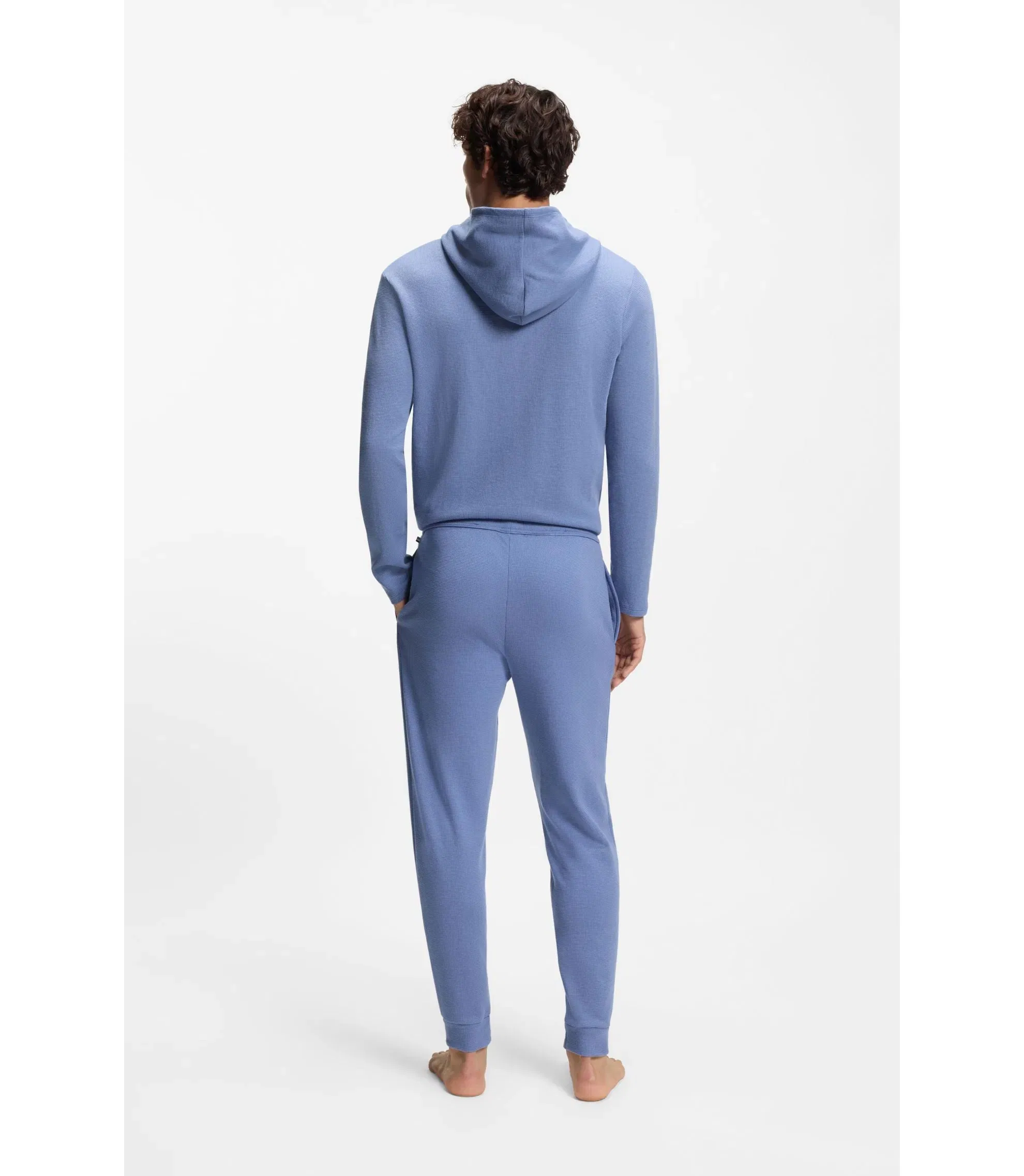 Boss Waffle Structure Pyjama Bottoms In A Cotton Blend Light Blue
