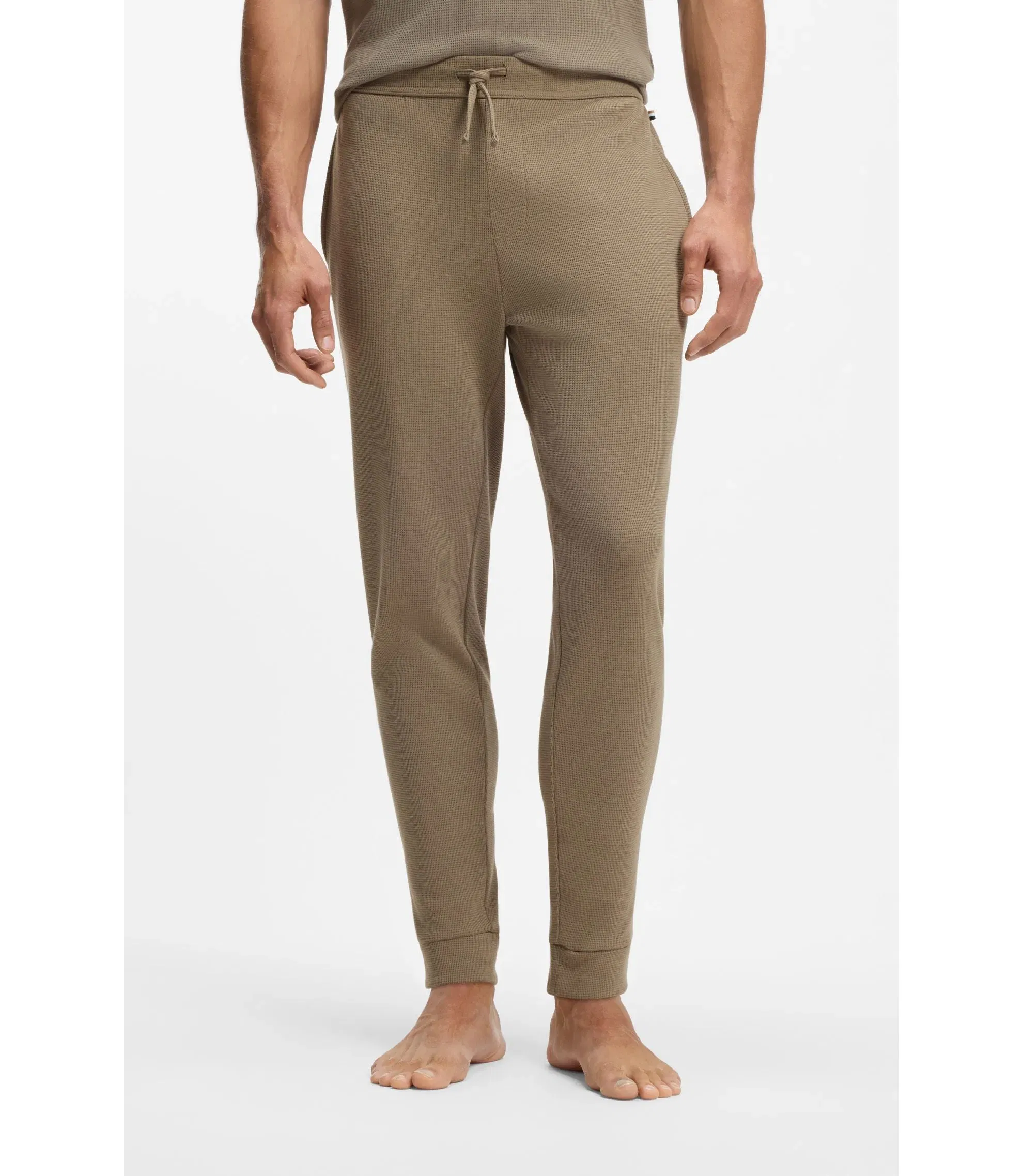 Boss Waffle Structure Pyjama Bottoms In A Cotton Blend Light Brown