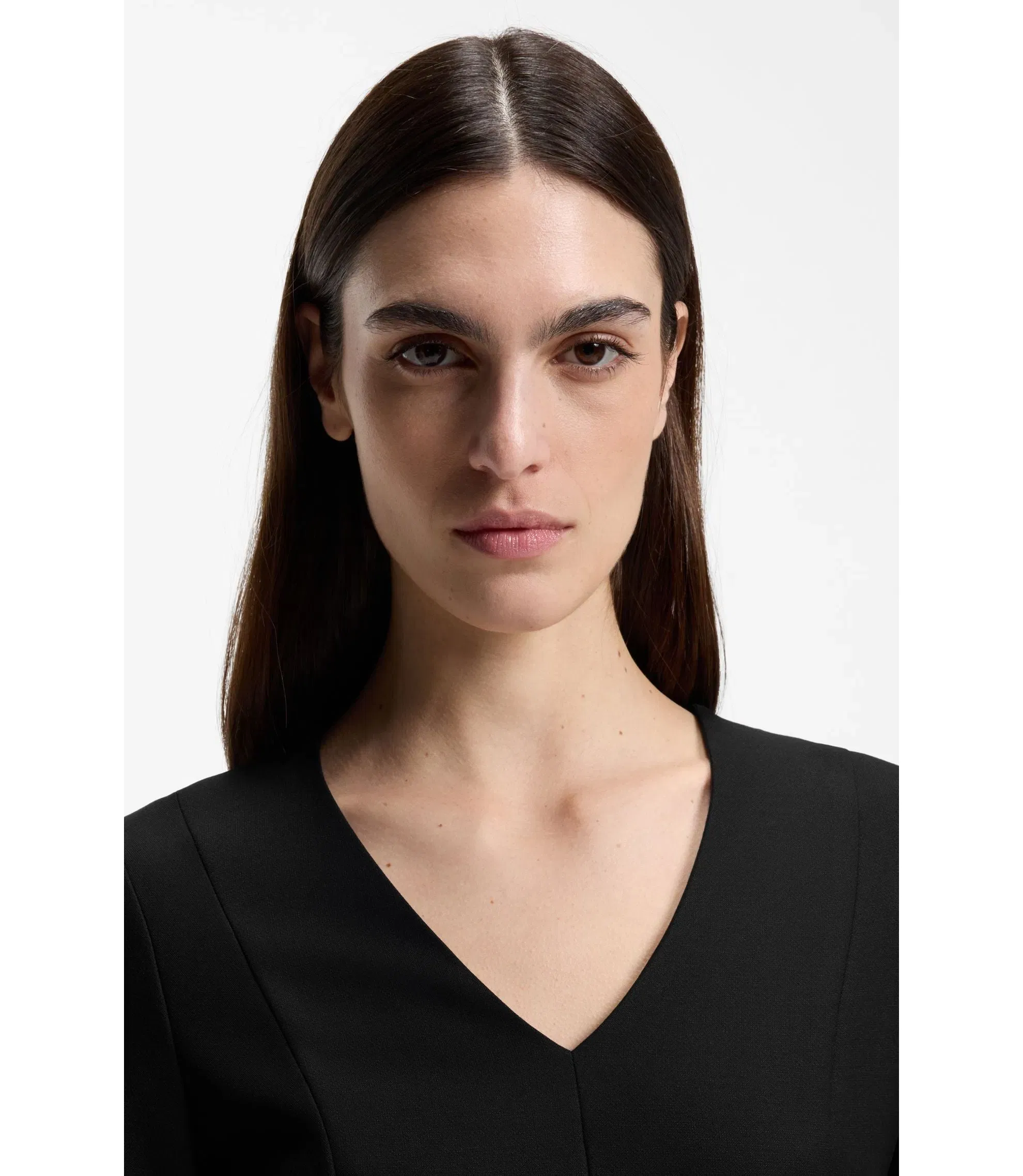 Boss V Neck Dress In Stretch Fabric Black Women's