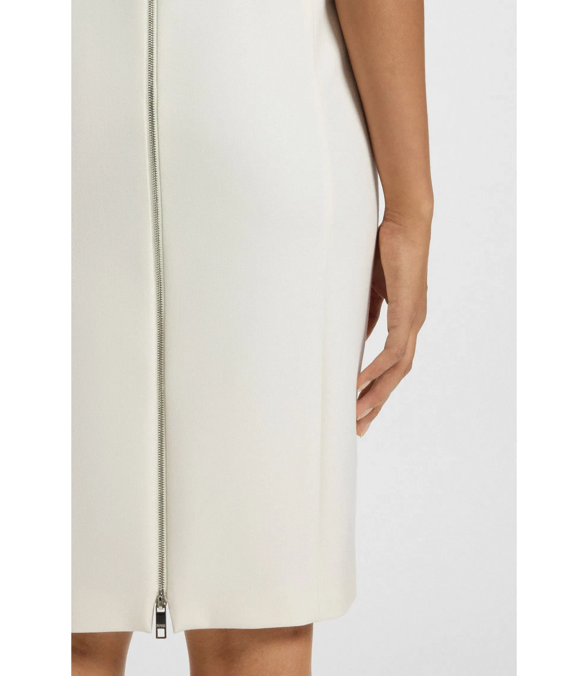 Boss V Neck Business Dress With Seam Details White Women's