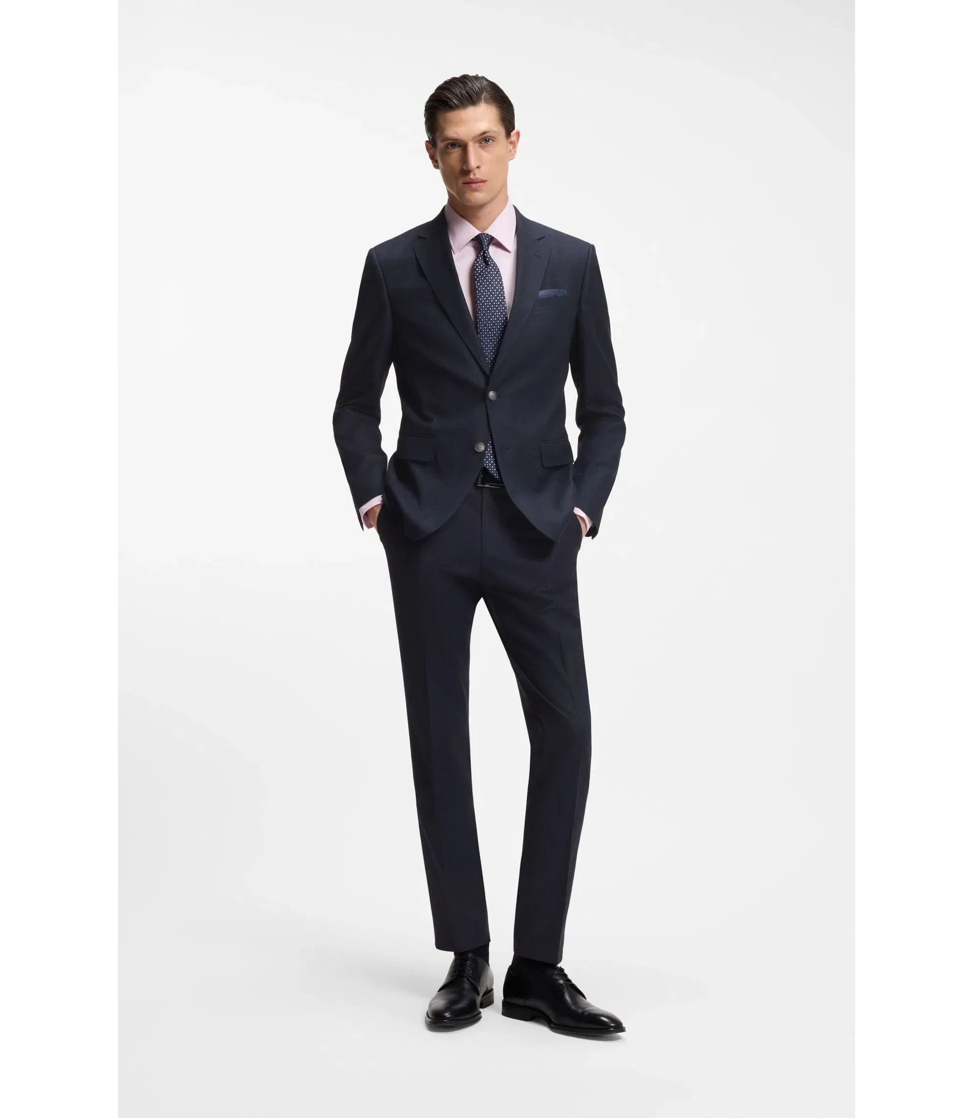 Boss Two Piece Slim Fit Suit In Stretch Fabric Dark Blue