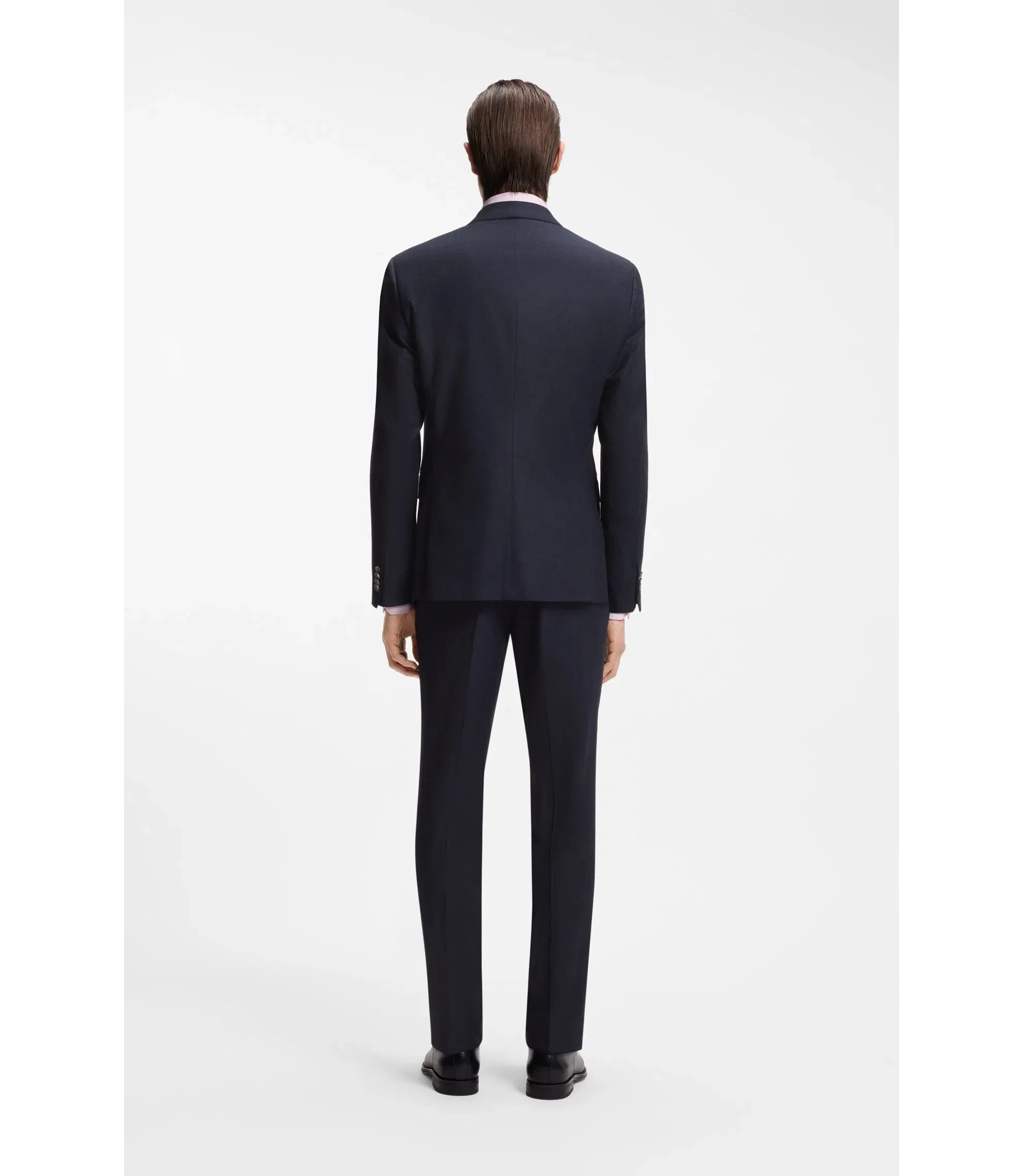 Boss Two Piece Slim Fit Suit In Stretch Fabric Dark Blue