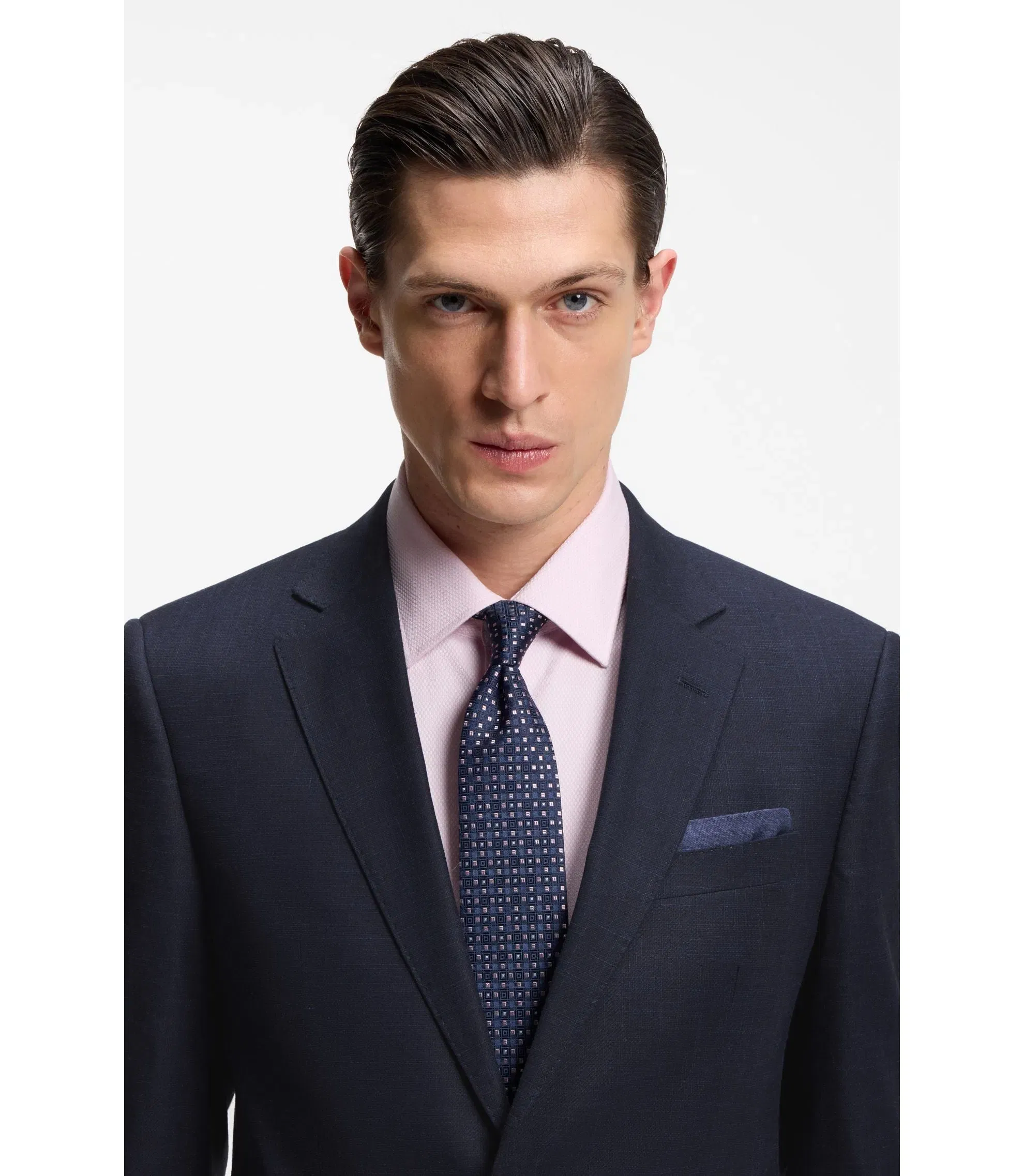 Boss Two Piece Slim Fit Suit In Stretch Fabric Dark Blue