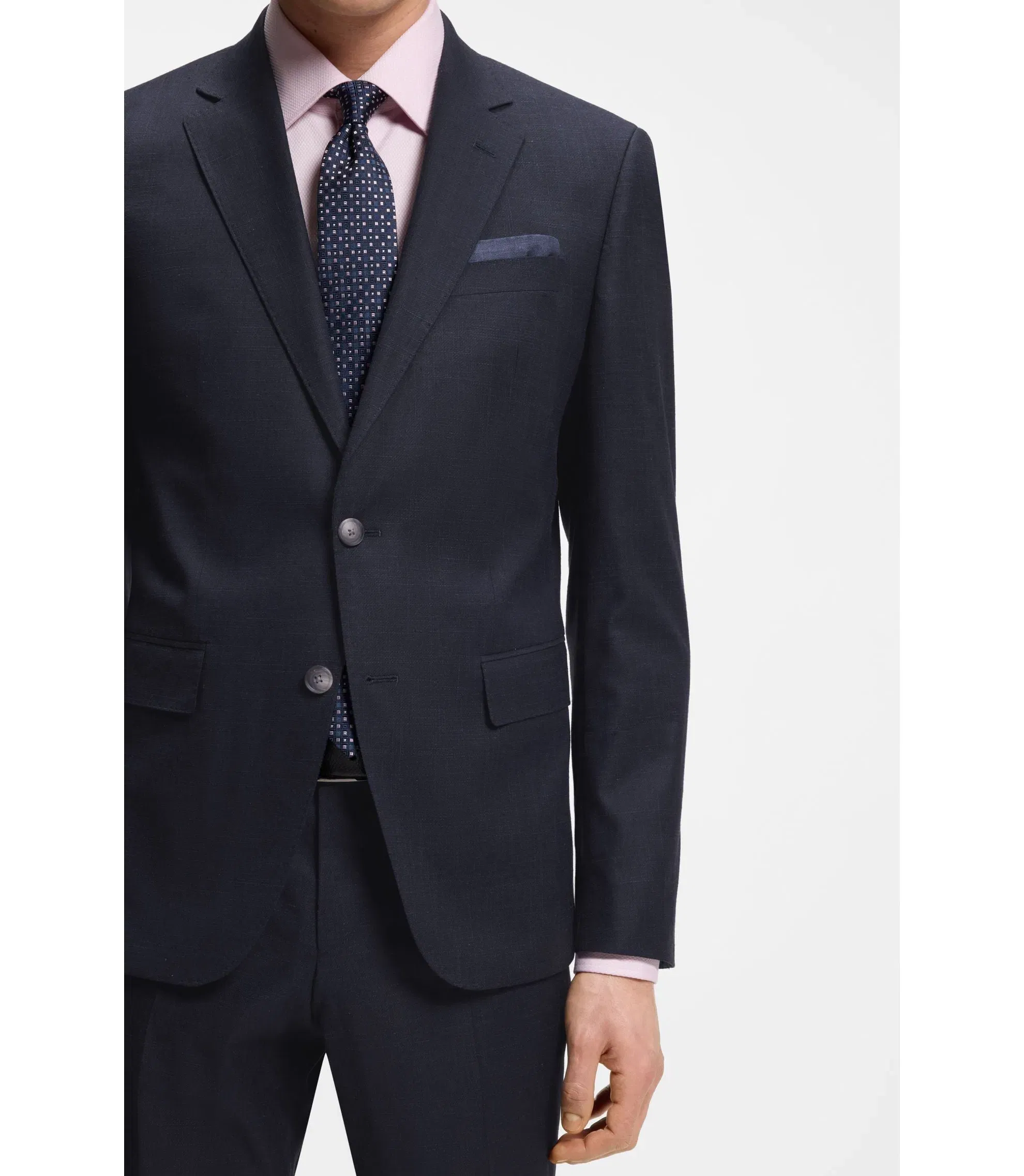 Boss Two Piece Slim Fit Suit In Stretch Fabric Dark Blue