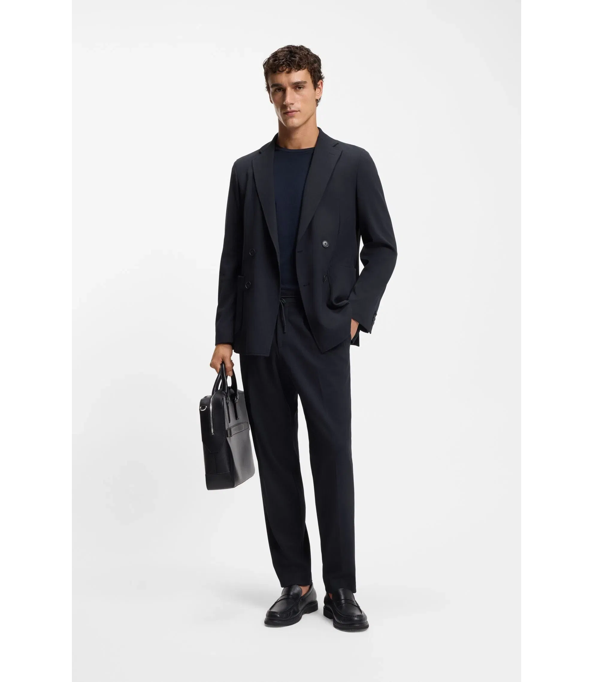 Boss Two Piece Slim Fit Suit In Performance Stretch Fabric Dark Blue