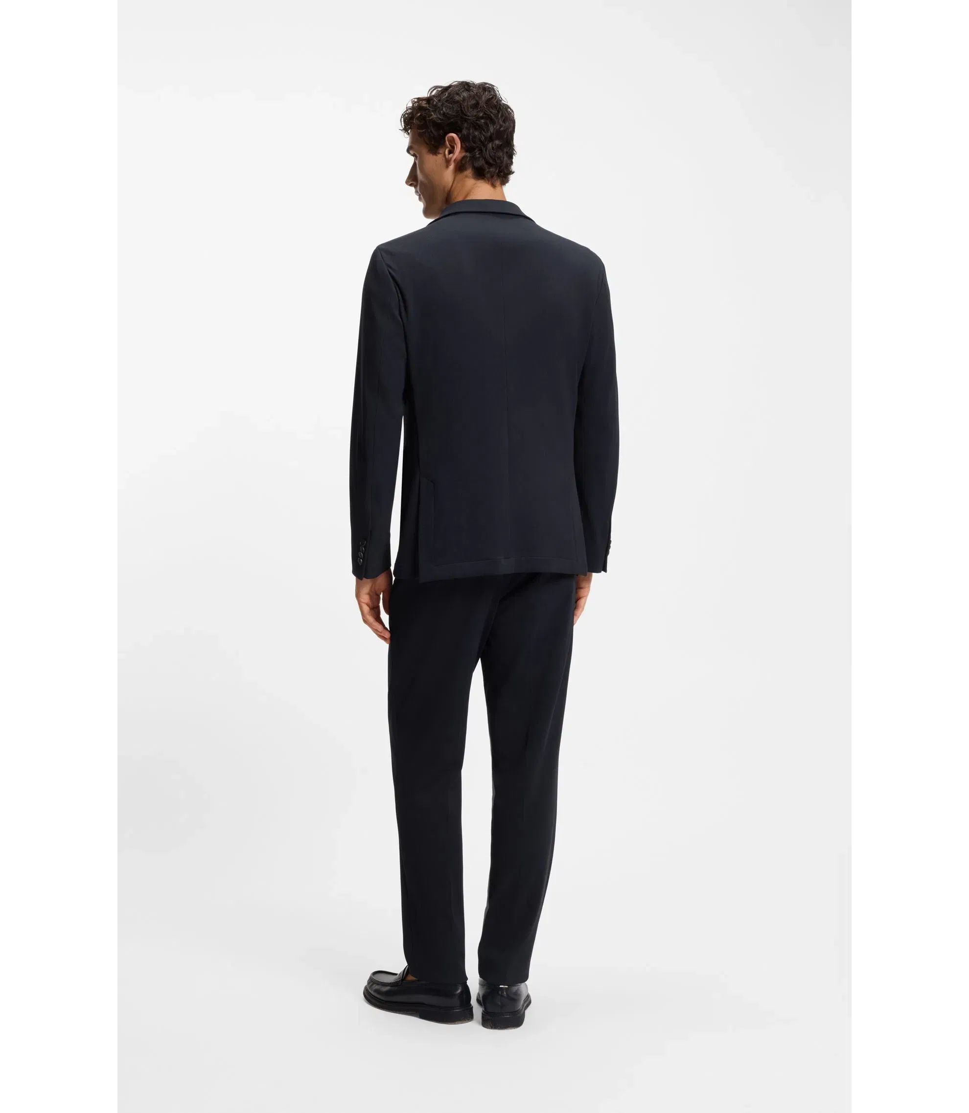 Boss Two Piece Slim Fit Suit In Performance Stretch Fabric Dark Blue