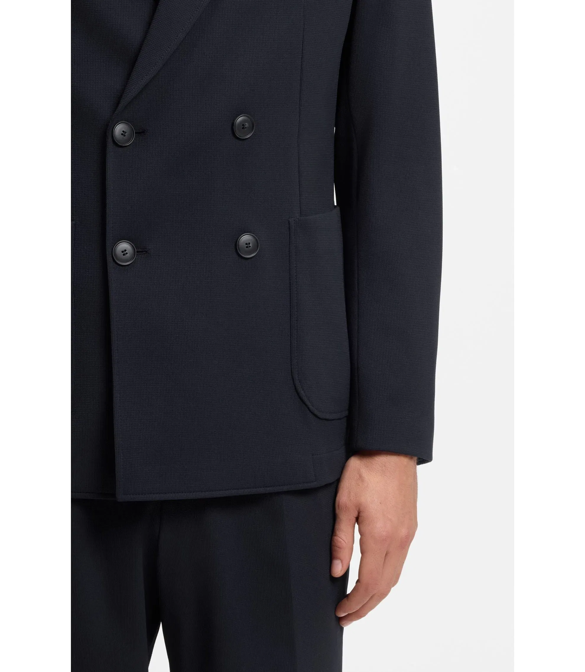 Boss Two Piece Slim Fit Suit In Performance Stretch Fabric Dark Blue