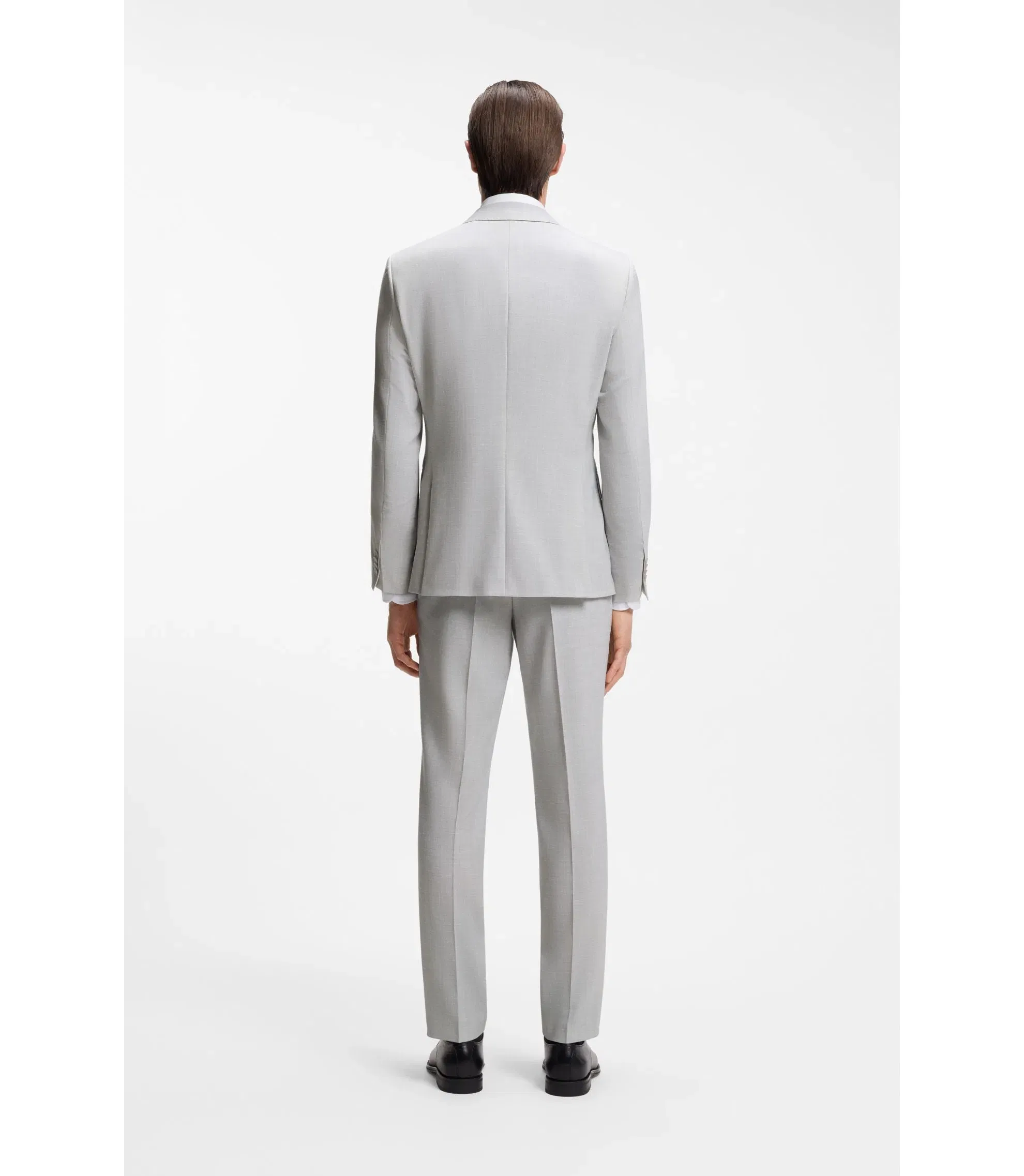 Boss Two Piece Slim Fit Suit In Micro Patterned Cloth Light Grey