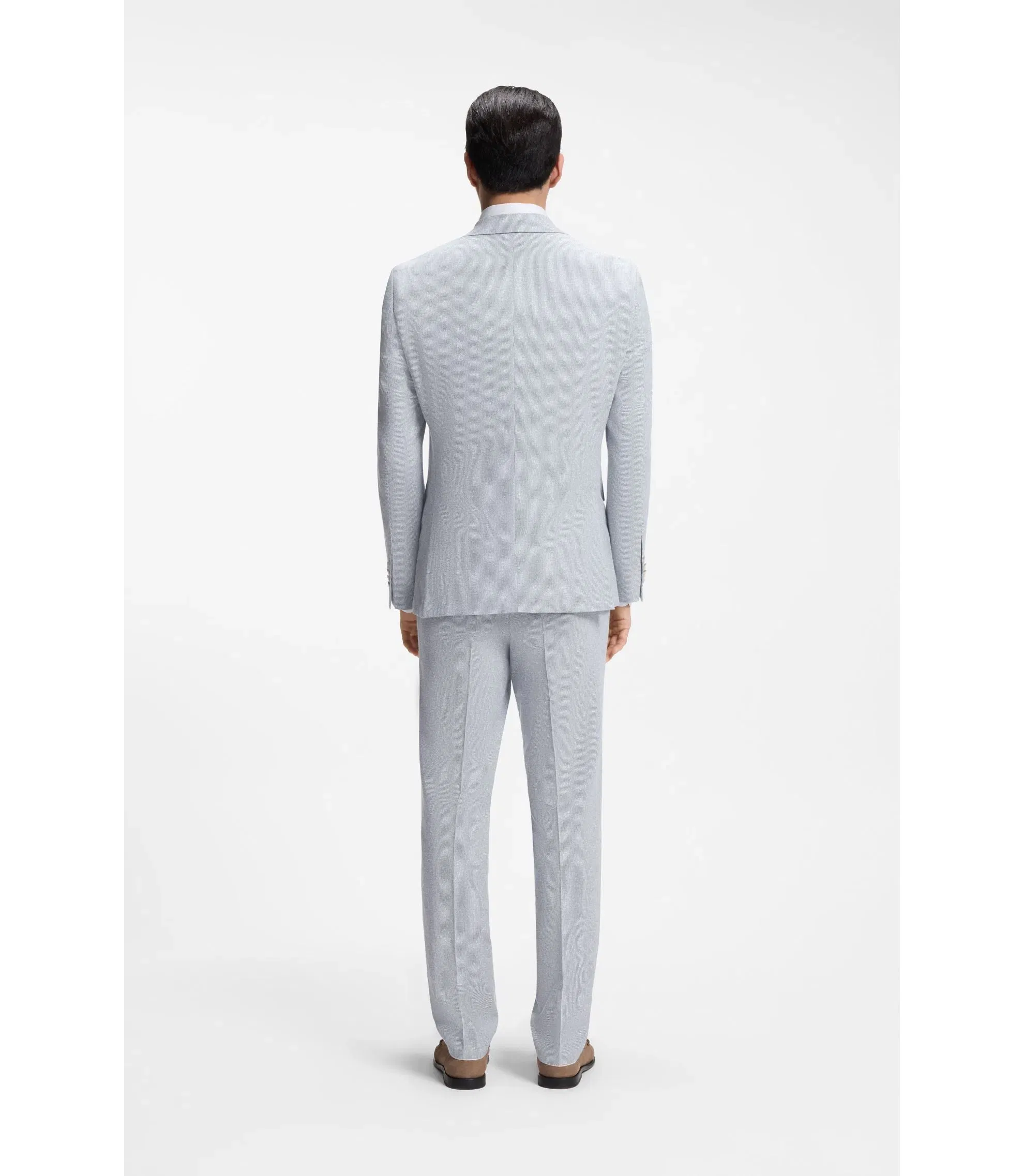 Boss Two Piece Regular Fit Suit In Stretch Boucl Light Blue