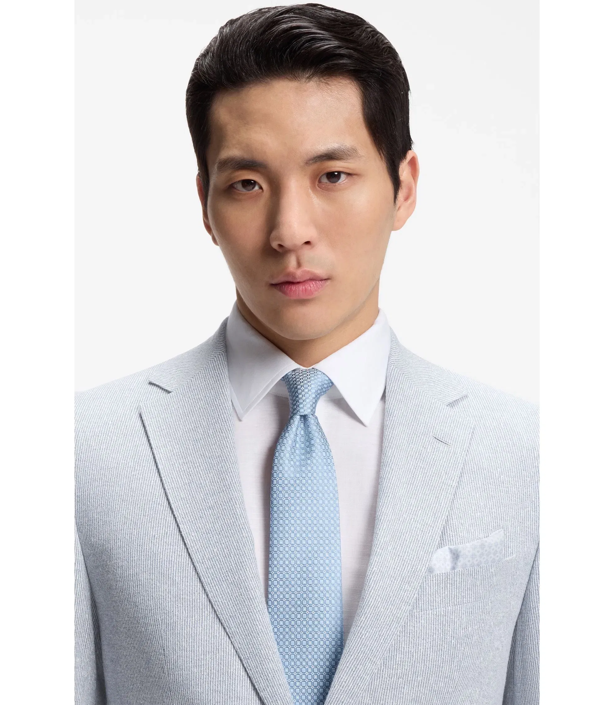 Boss Two Piece Regular Fit Suit In Stretch Boucl Light Blue