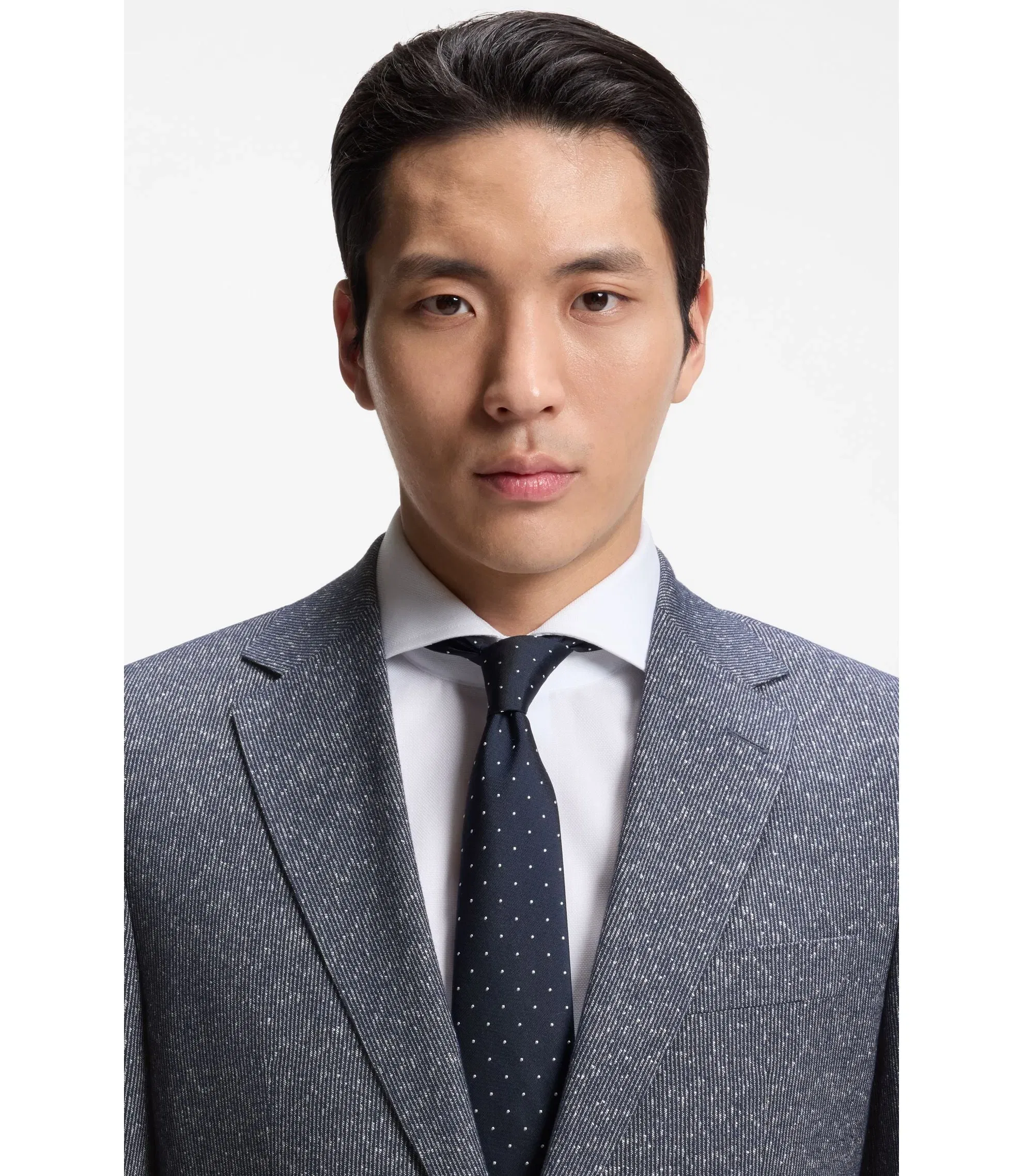 Boss Two Piece Regular Fit Suit In Stretch Boucl Dark Blue