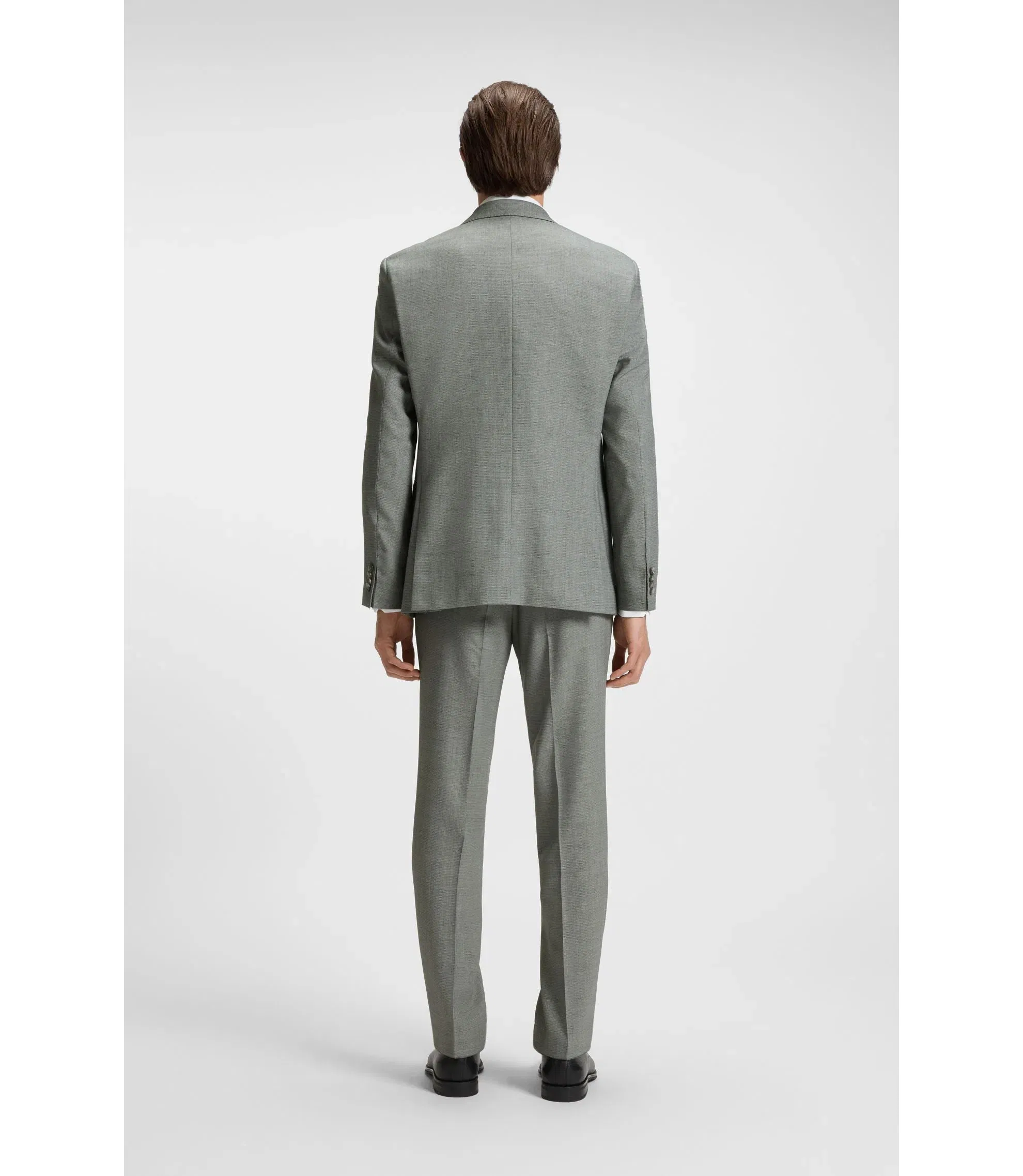 Boss Two Piece Regular Fit Suit In Patterned Stretch Cloth Silver