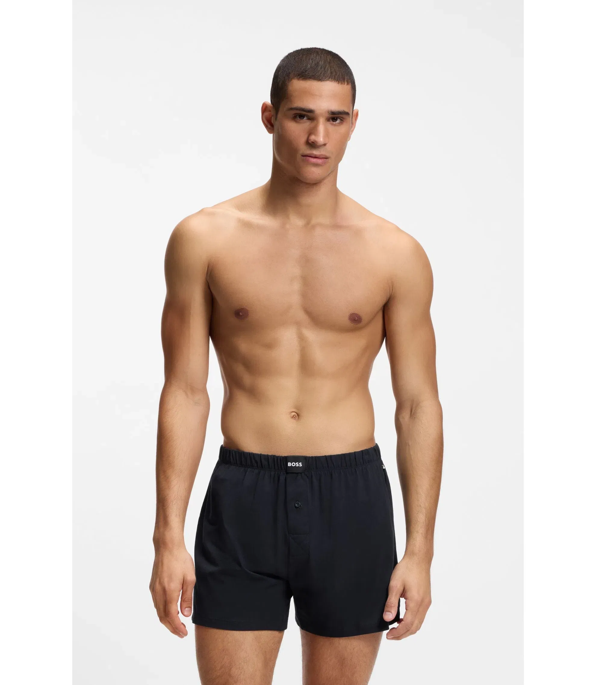 Boss Two Pack Of Boxer Shorts In Stretch Cotton Patterned