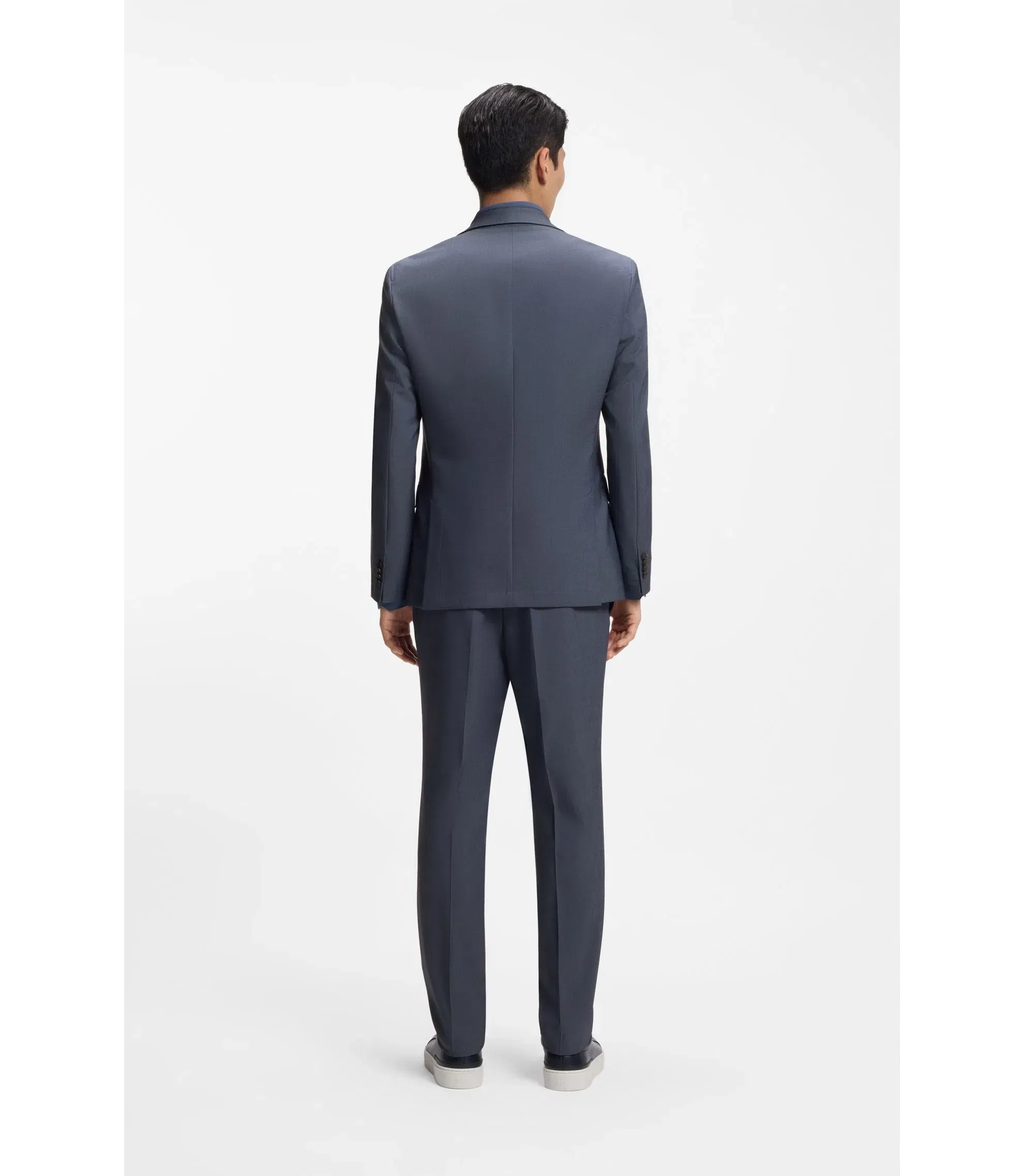 Boss Three Piece Slim Fit Suit With Zip Waistcoat Light Blue
