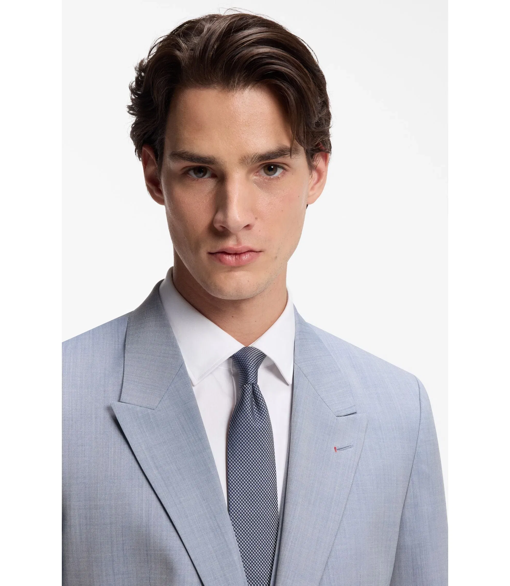 Hugo Three Piece Slim Fit Suit In Wool Blend Poplin Purple