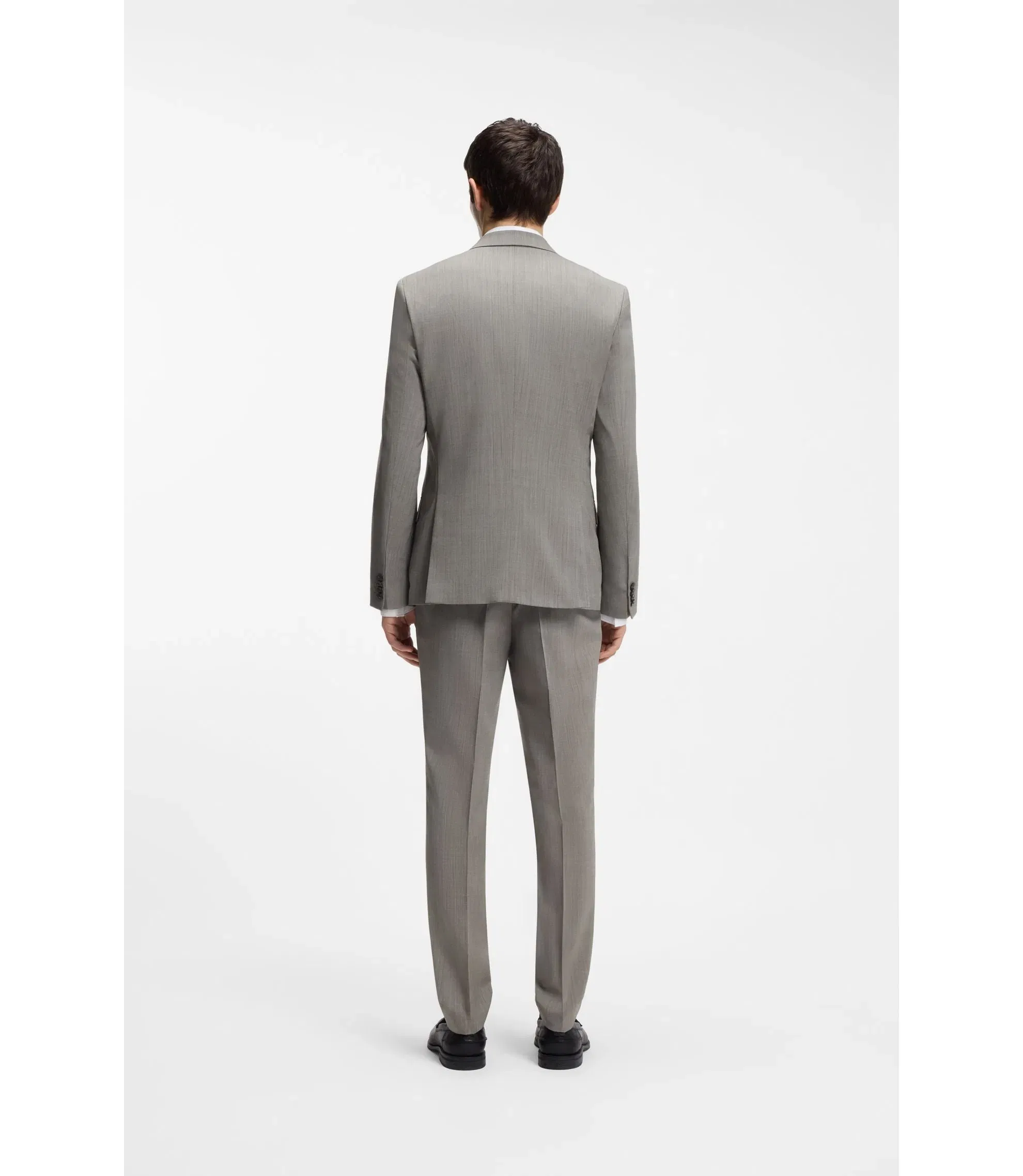 Hugo Three Piece Slim Fit Suit In Wool Blend Poplin Light Green