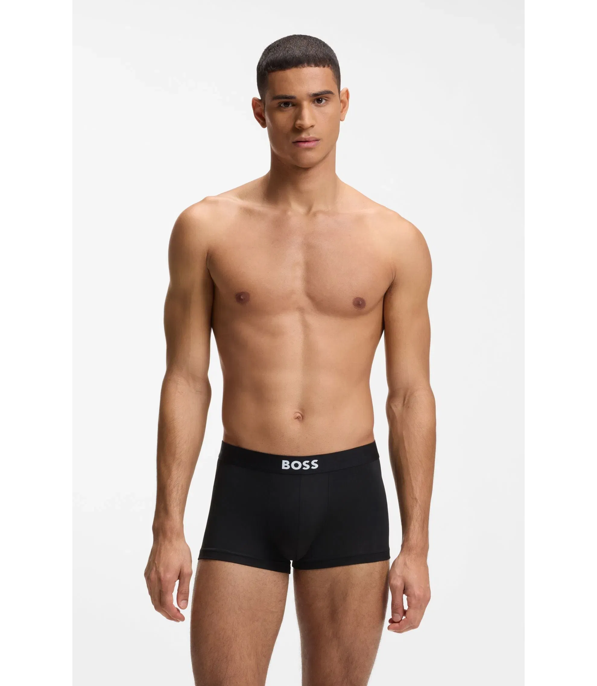 Boss Three Pack Of Stretch Microfibre Trunks Black