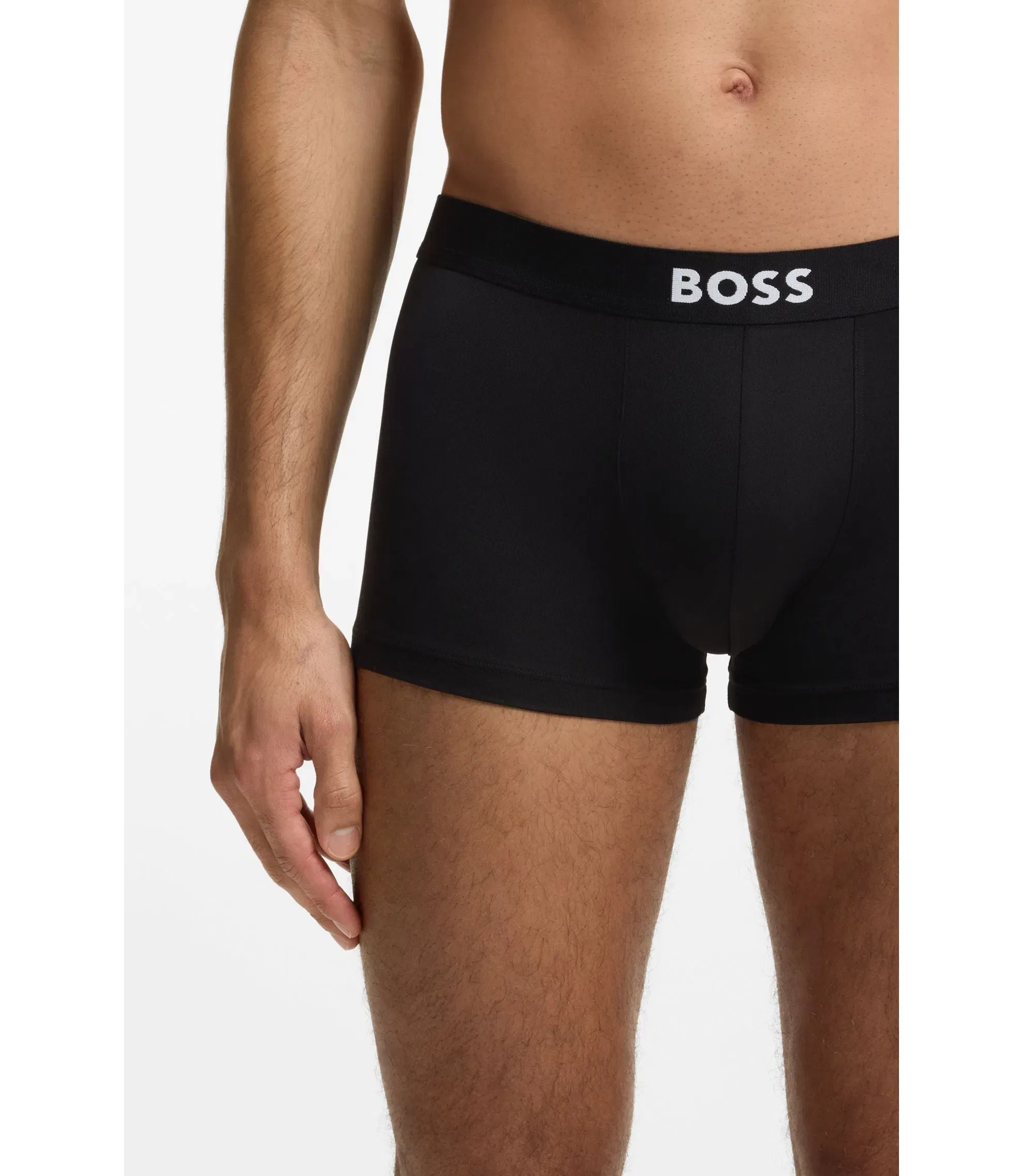 Boss Three Pack Of Stretch Microfibre Trunks Black