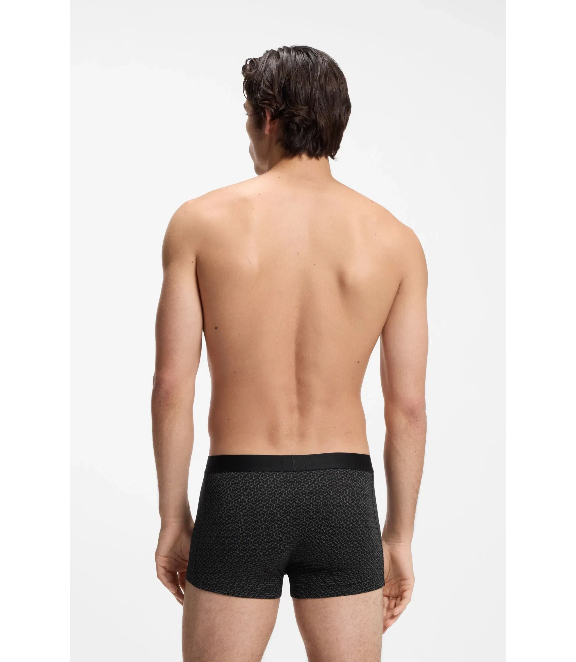 Boss Three Pack Of Stretch Cotton Trunks With Logos Light Grey
