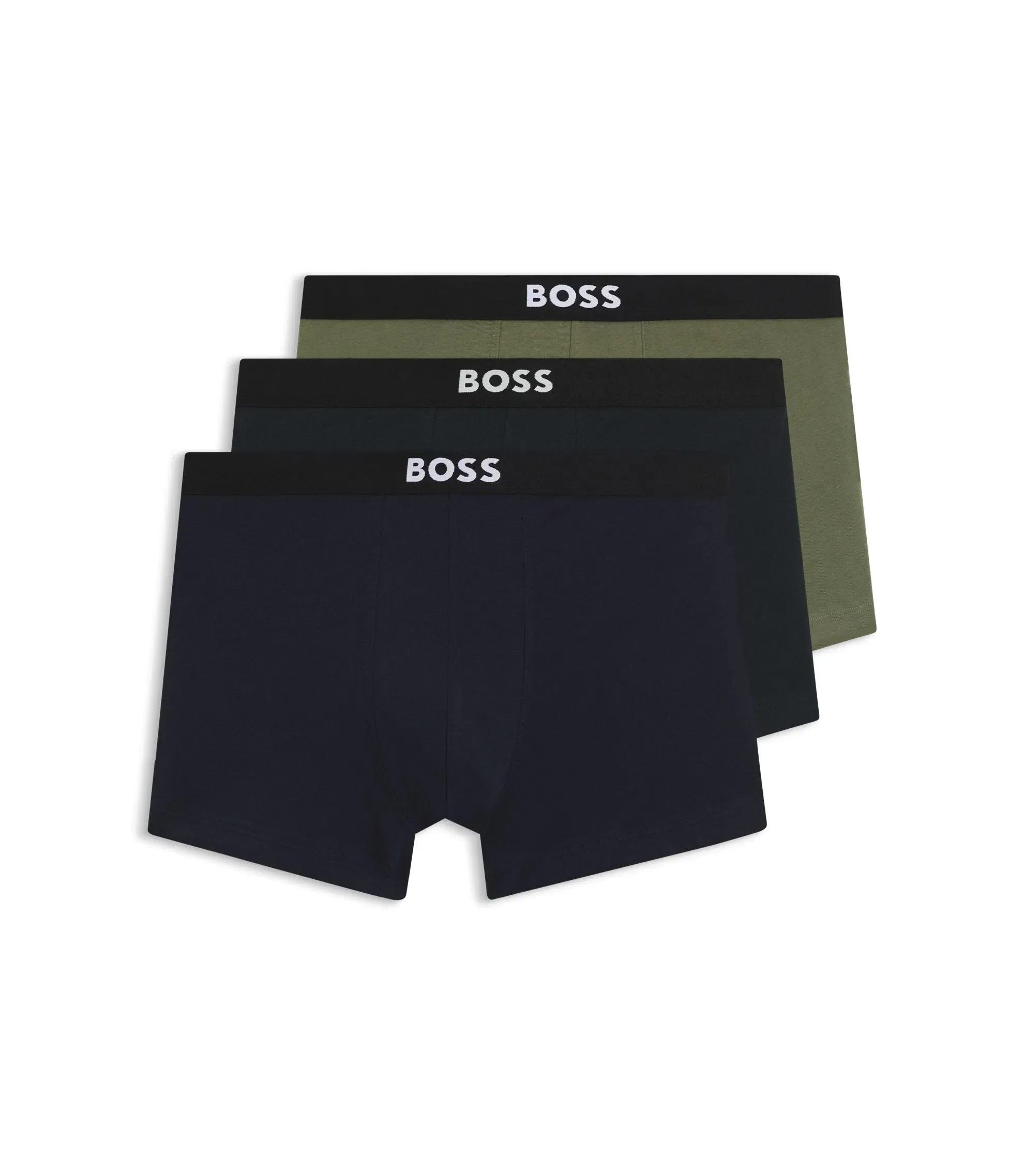 Boss Three Pack Of Stretch Cotton Trunks Light Blue