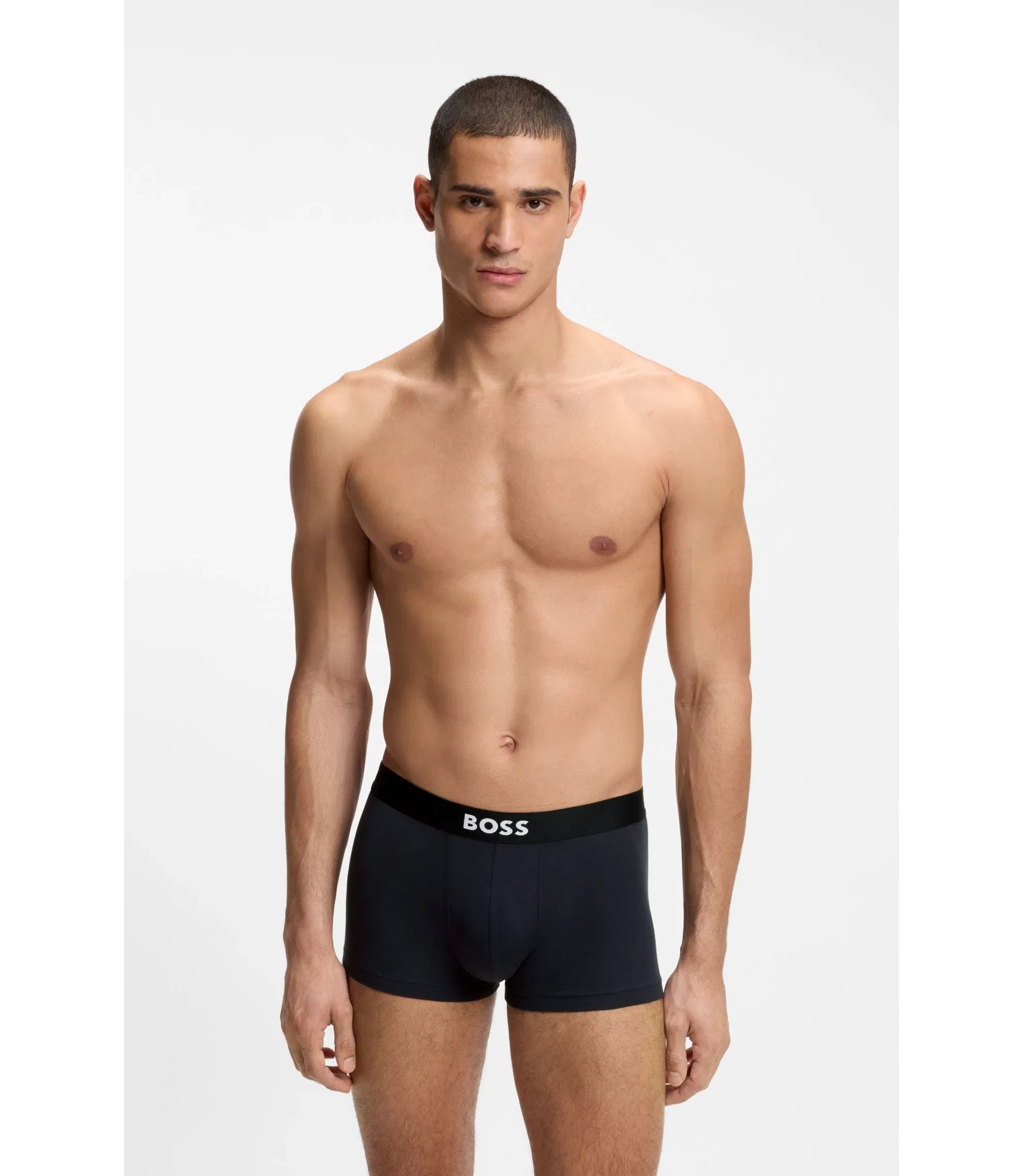 Boss Three Pack Of Stretch Cotton Trunks Light Blue