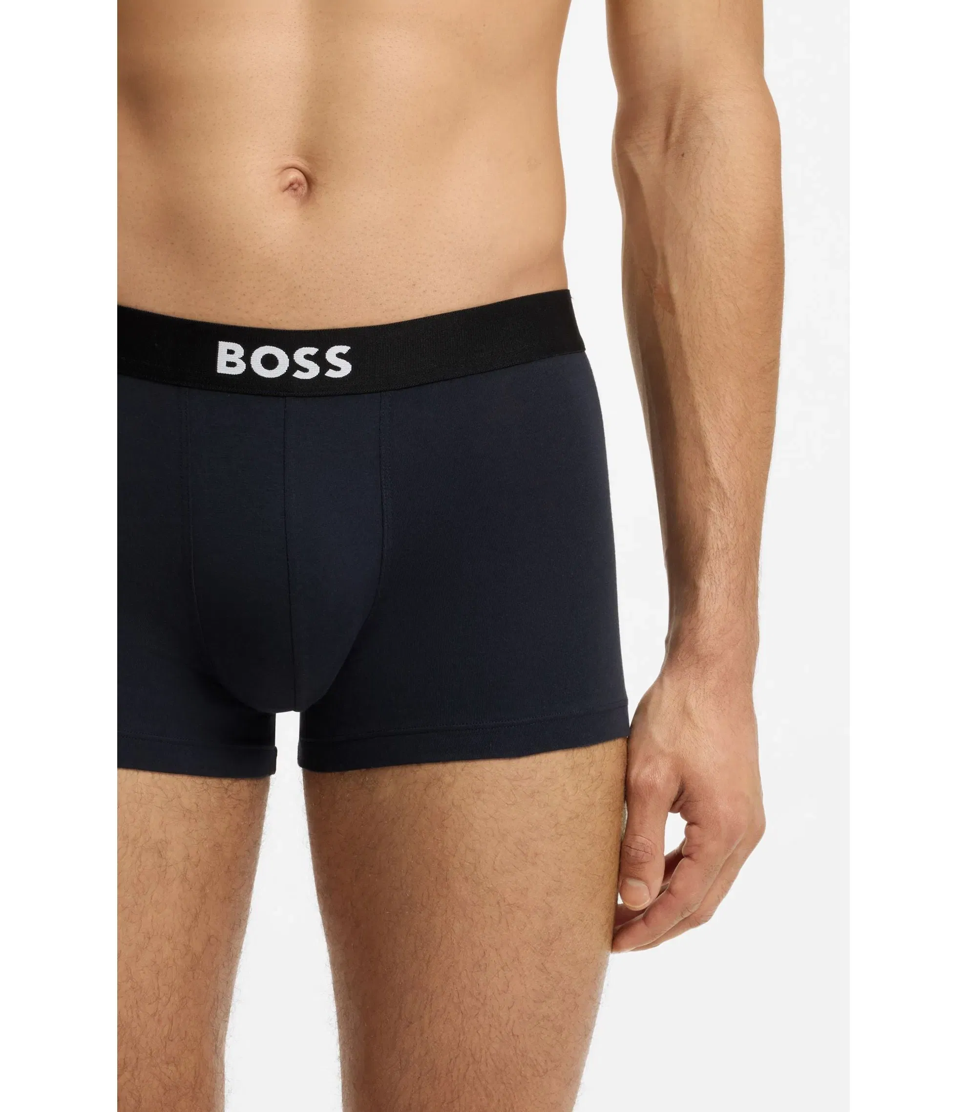Boss Three Pack Of Stretch Cotton Trunks Light Blue