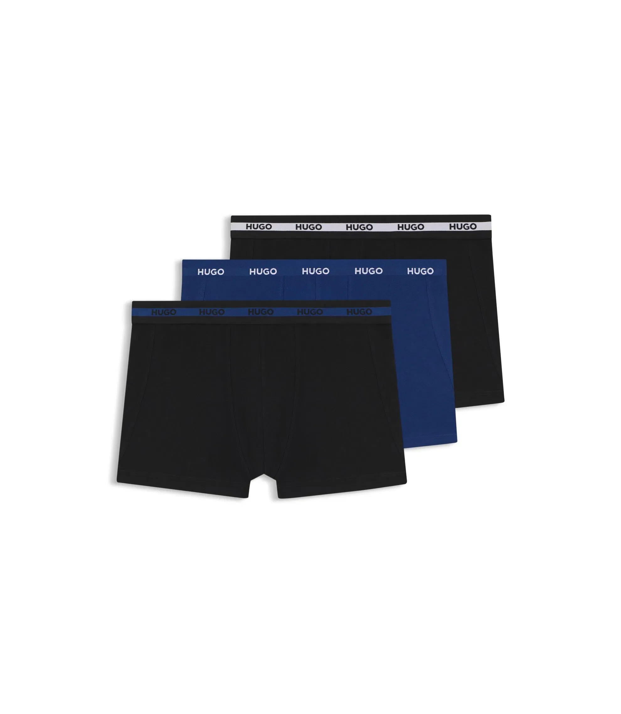 Hugo Three Pack Of Stretch Cotton Trunks Patterned