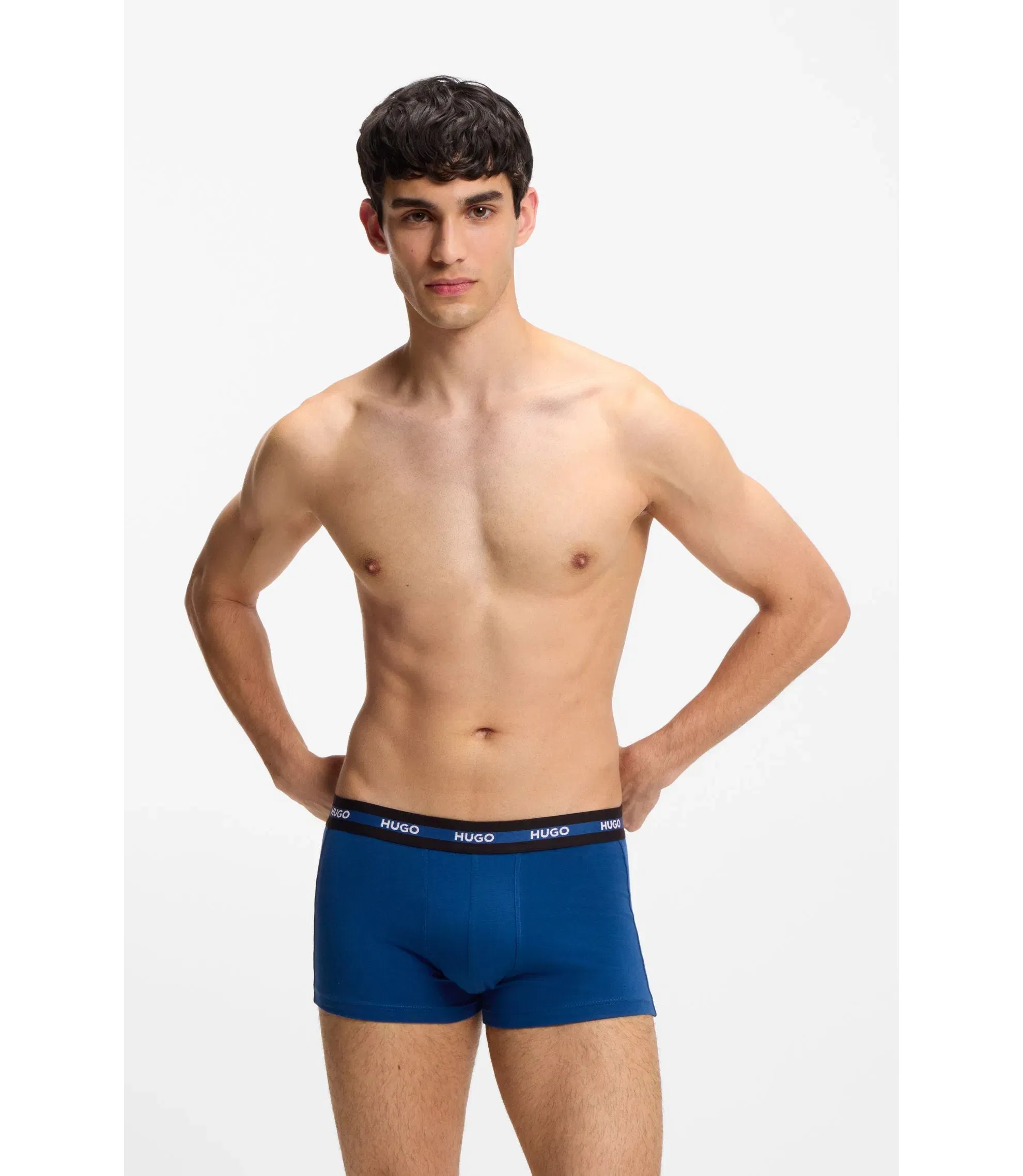 Hugo Three Pack Of Stretch Cotton Trunks Patterned
