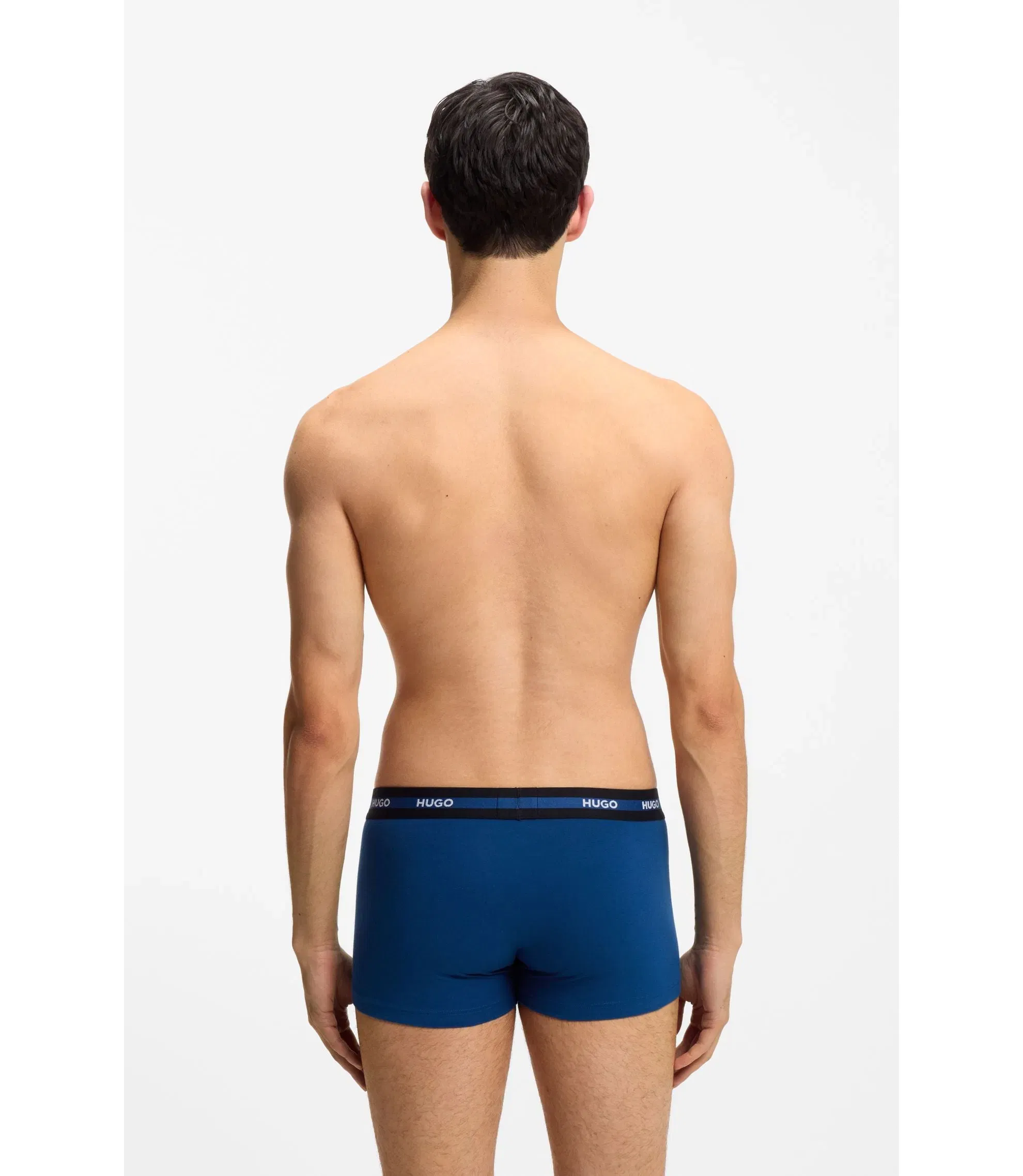 Hugo Three Pack Of Stretch Cotton Trunks Patterned