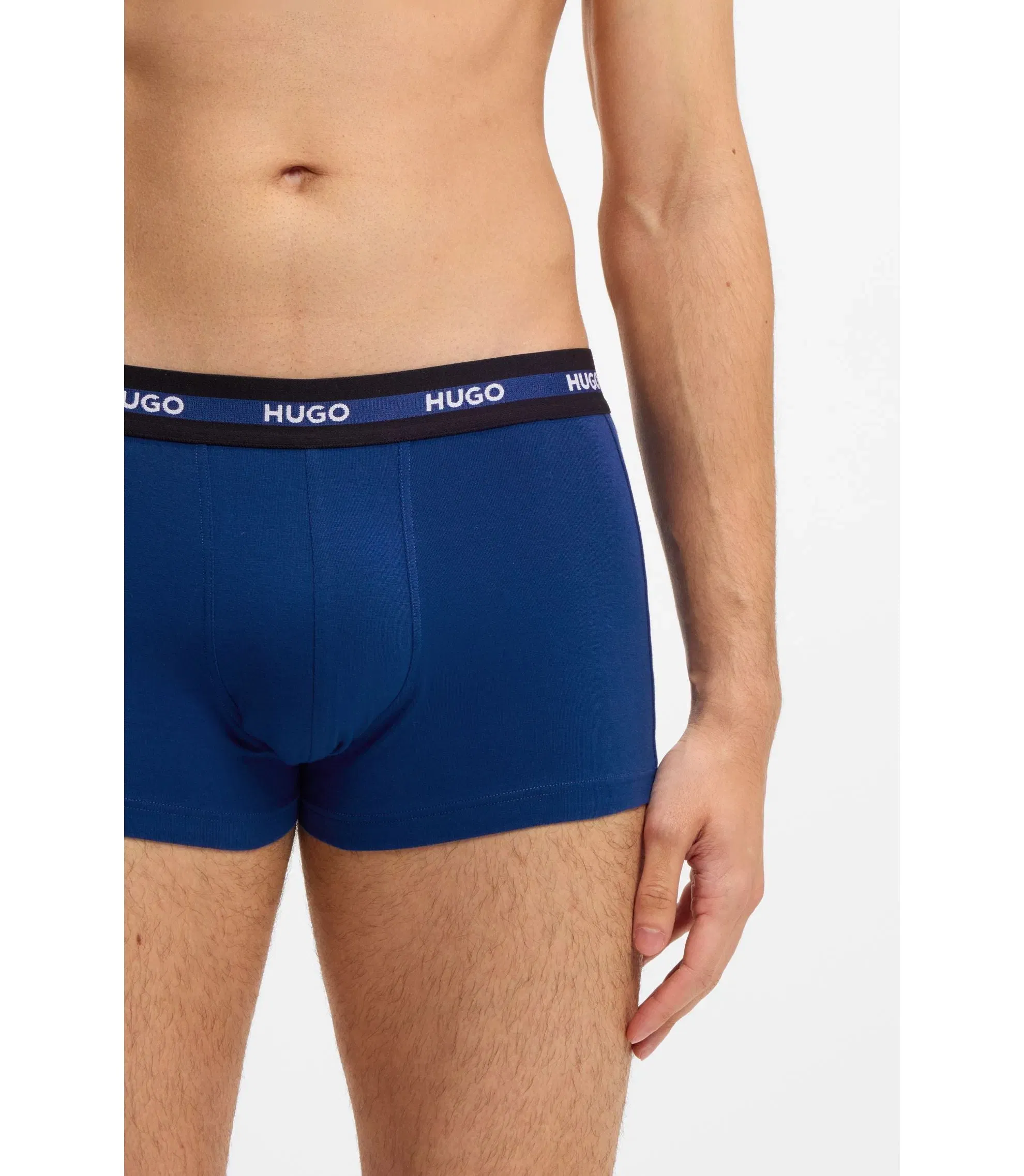 Hugo Three Pack Of Stretch Cotton Trunks Patterned