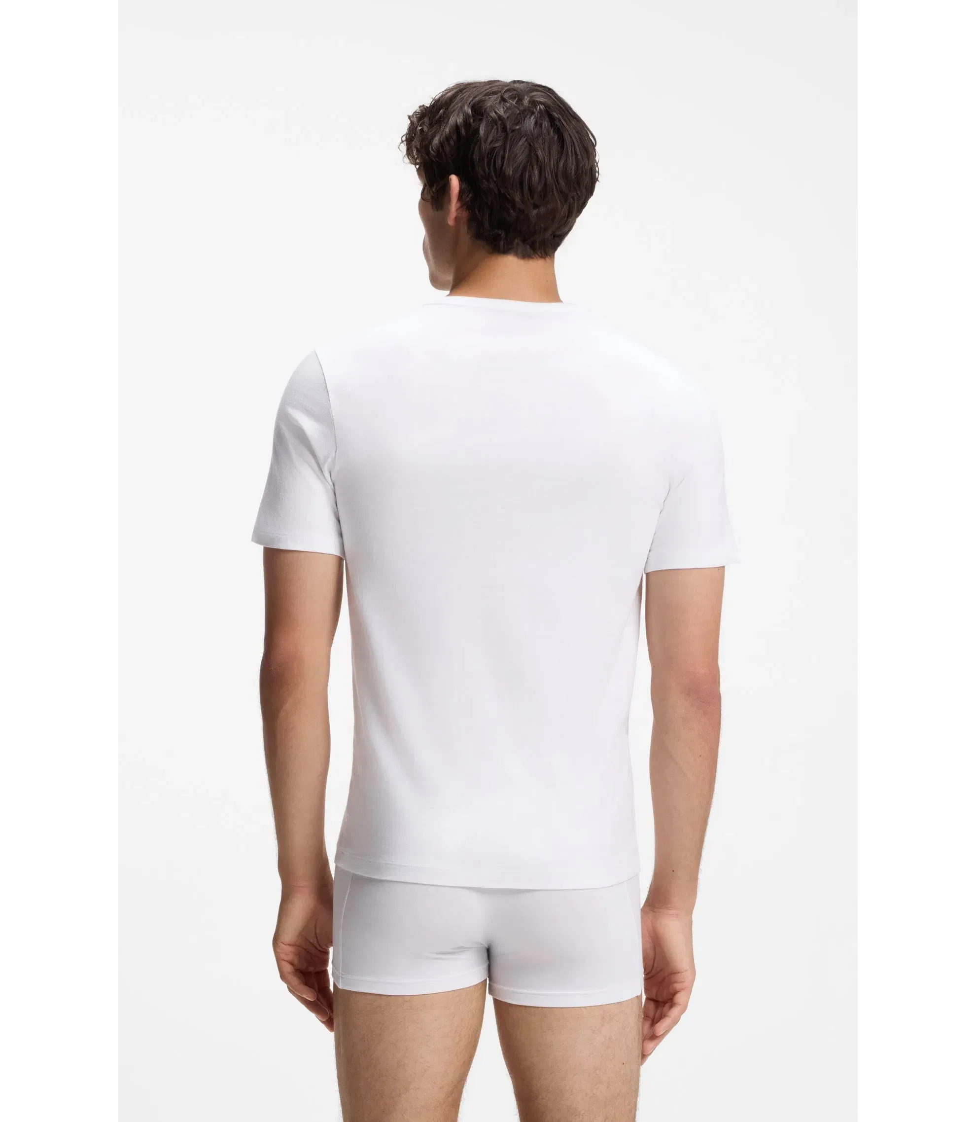 Boss Three Pack Of Logo Embroidered Cotton T Shirts White