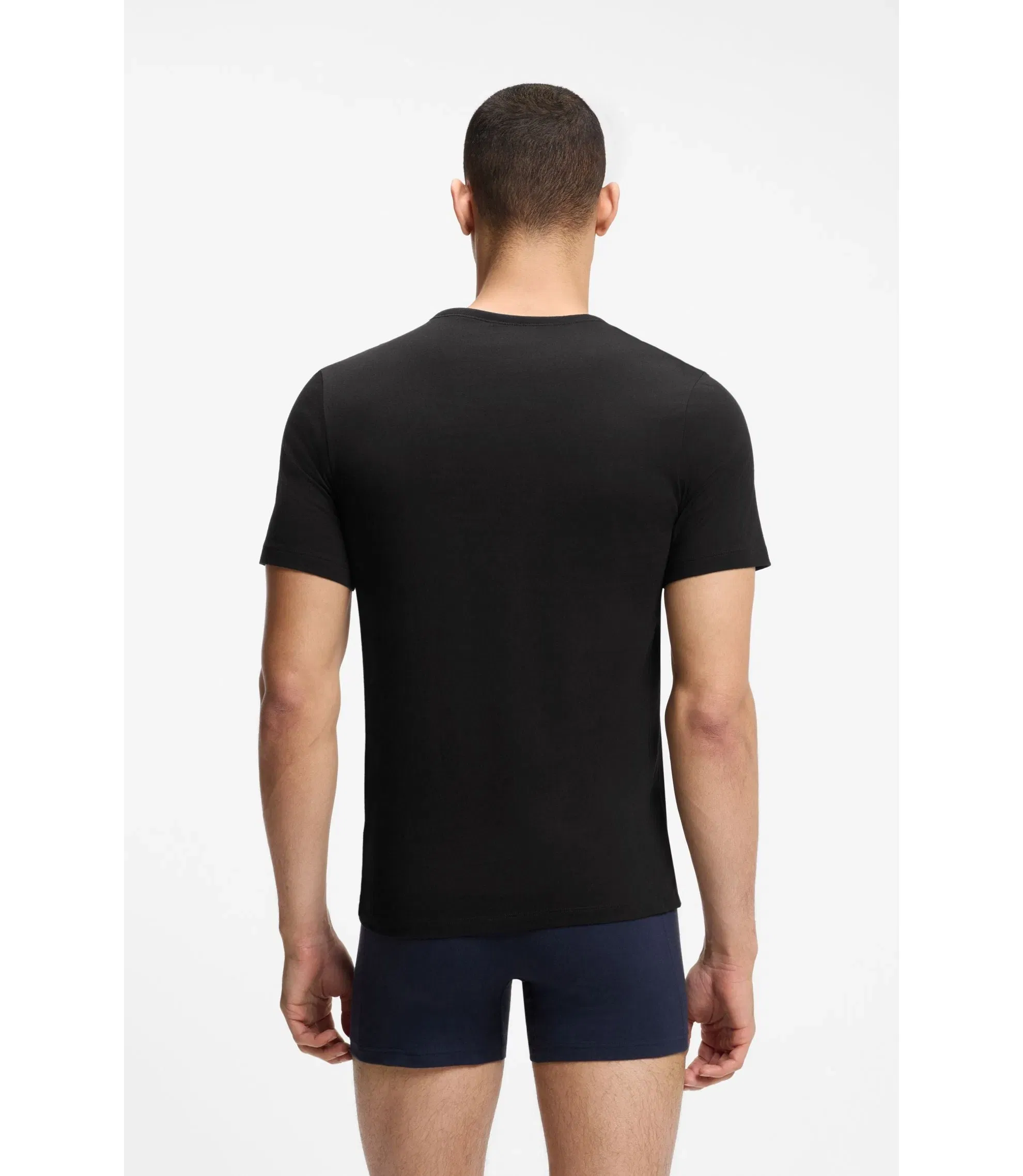 Boss Three Pack Of Logo Embroidered Cotton T Shirts Black