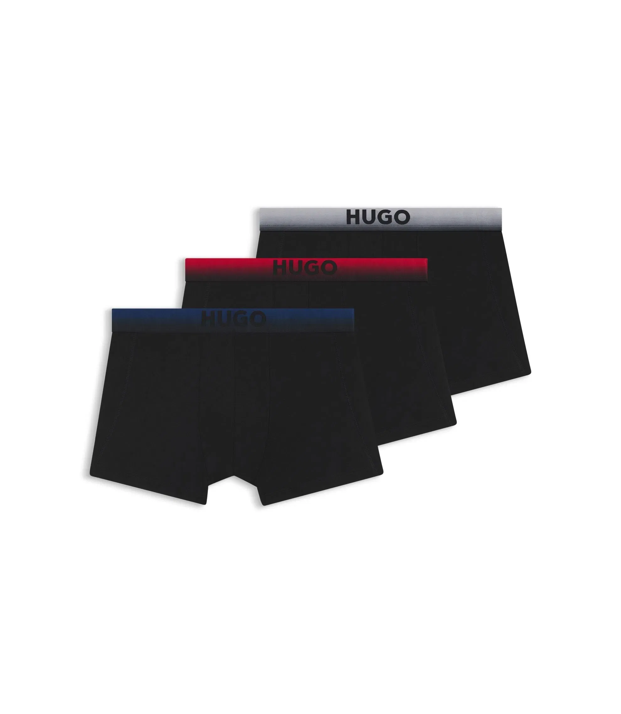 Hugo Three Pack Of Degrad Waistband Trunks Patterned
