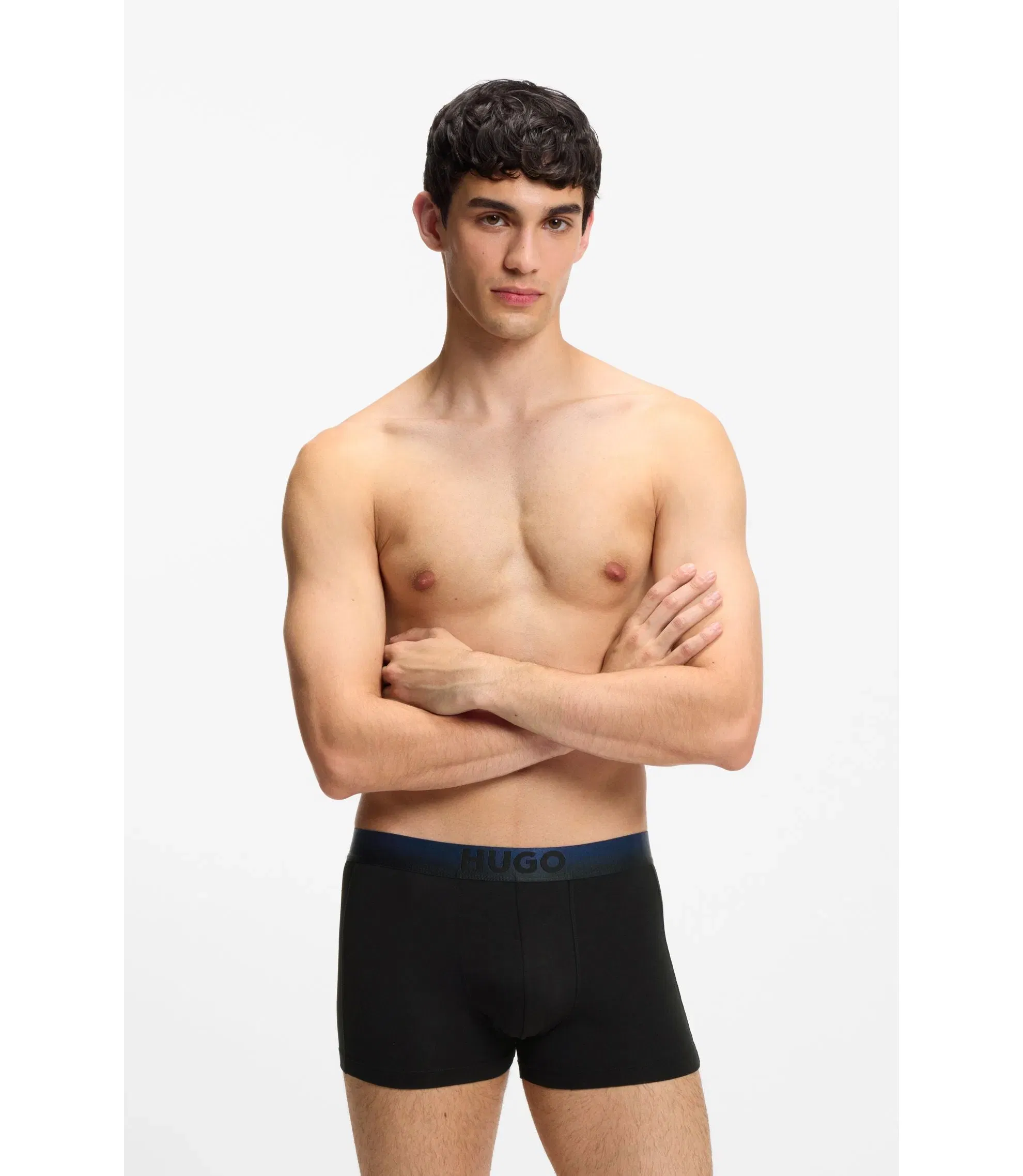 Hugo Three Pack Of Degrad Waistband Trunks Patterned