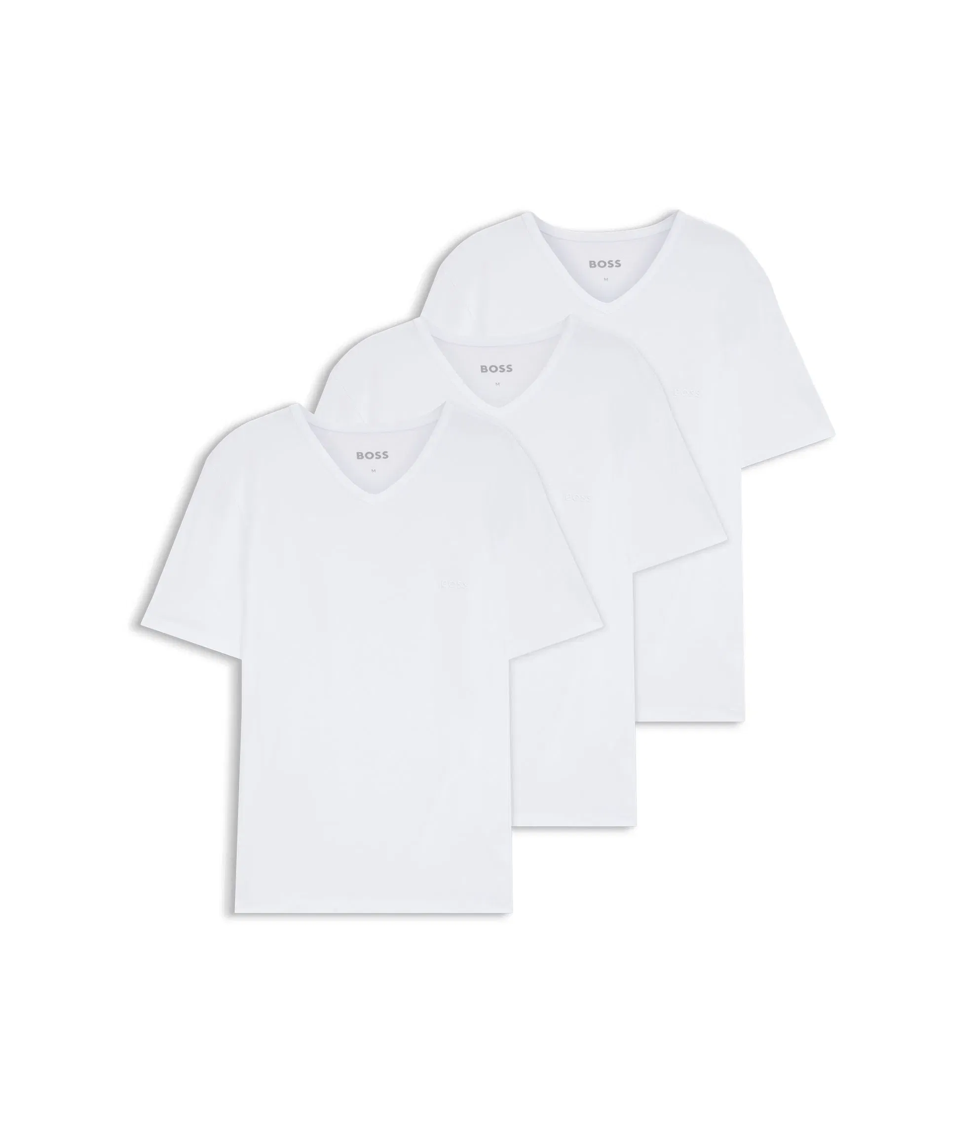 Boss Three Pack Of Cotton V Neck Undershirts White