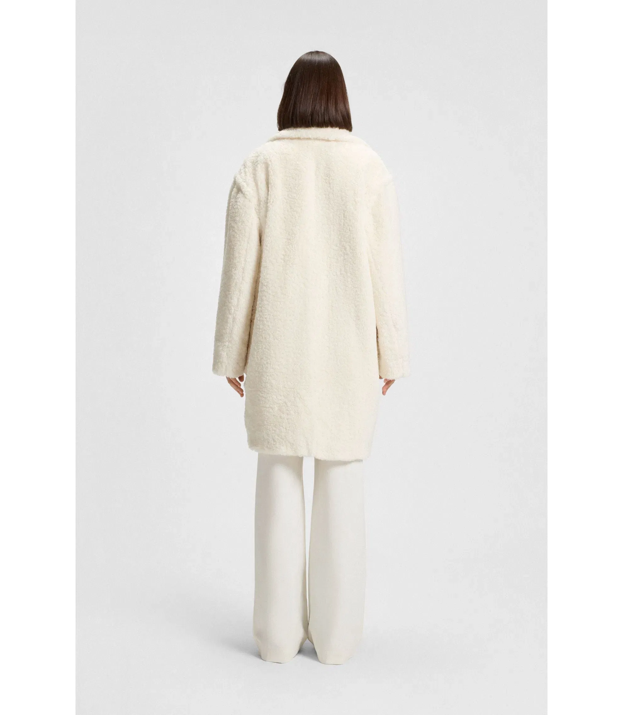 Boss Teddy Coat With Adjustable Collar White Women's