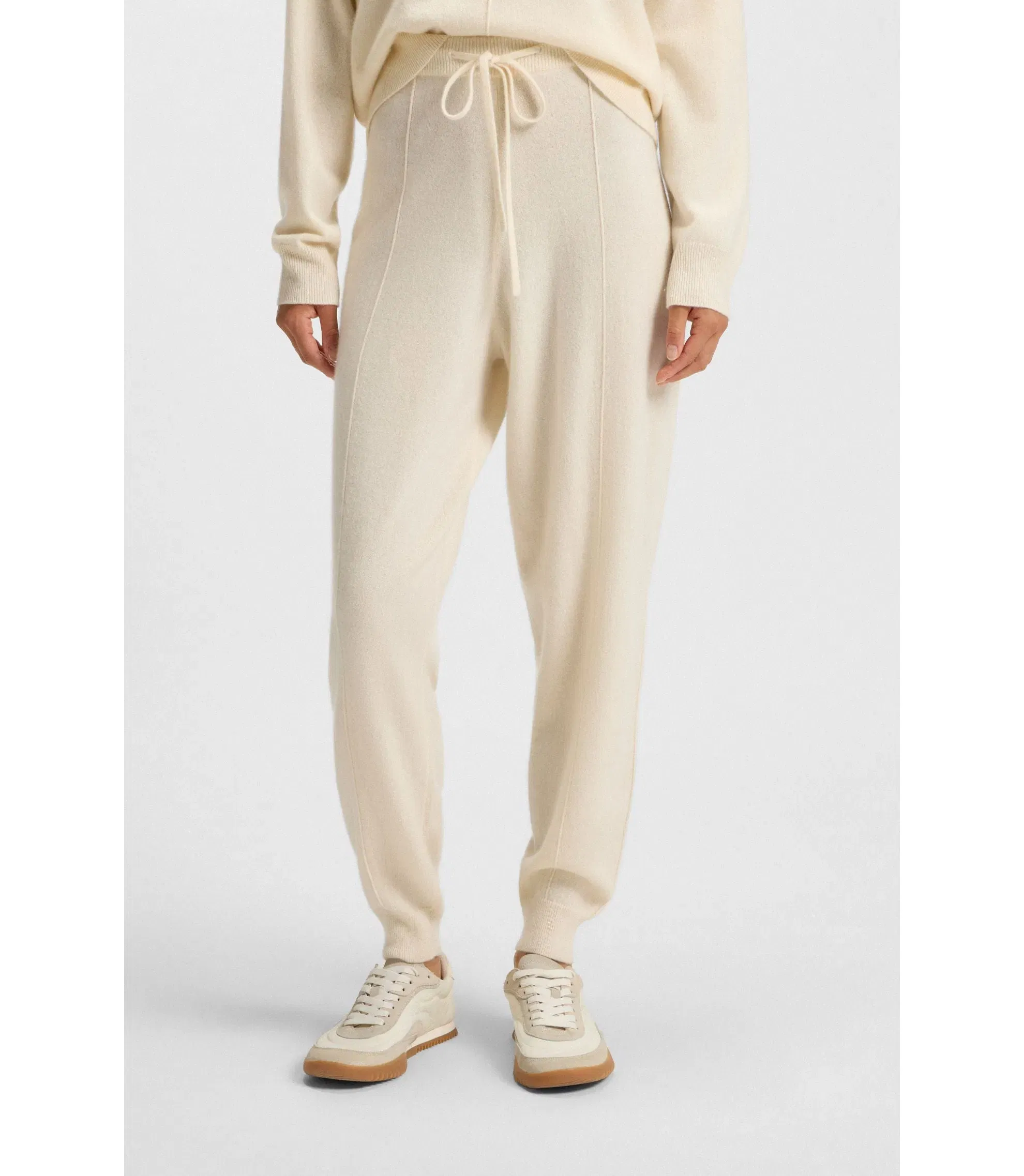 Boss Tapered Fit Track Pants In Cashmere White Women's