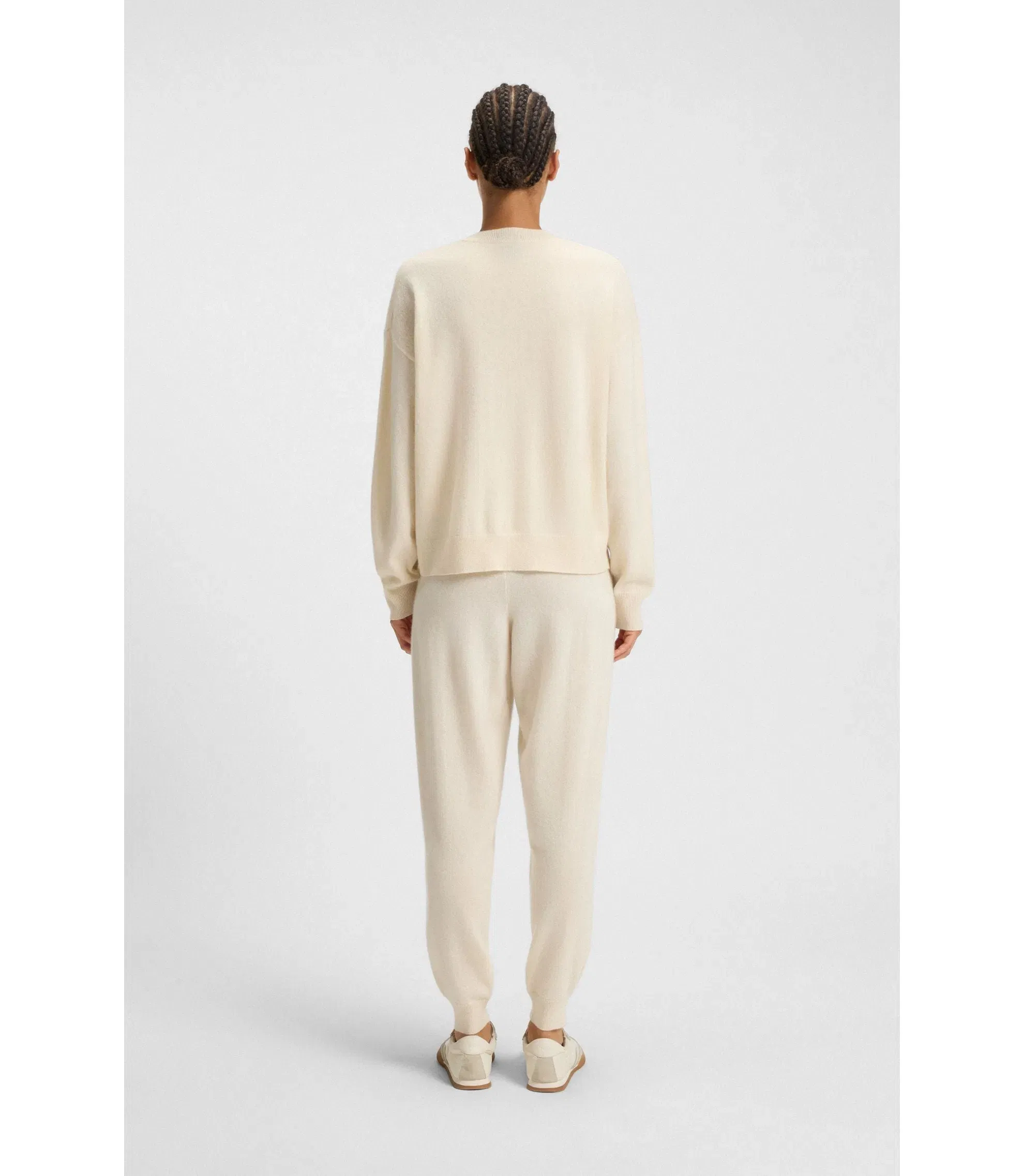 Boss Tapered Fit Track Pants In Cashmere White Women's
