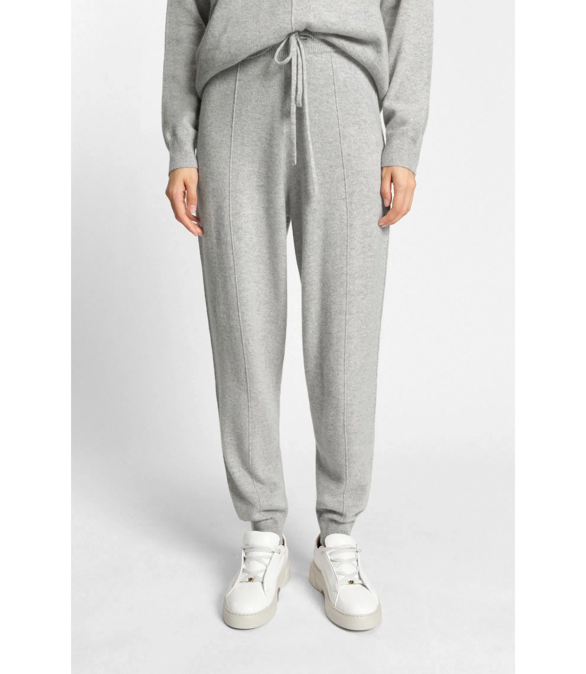 Boss Tapered Fit Track Pants In Cashmere Light Grey Women's