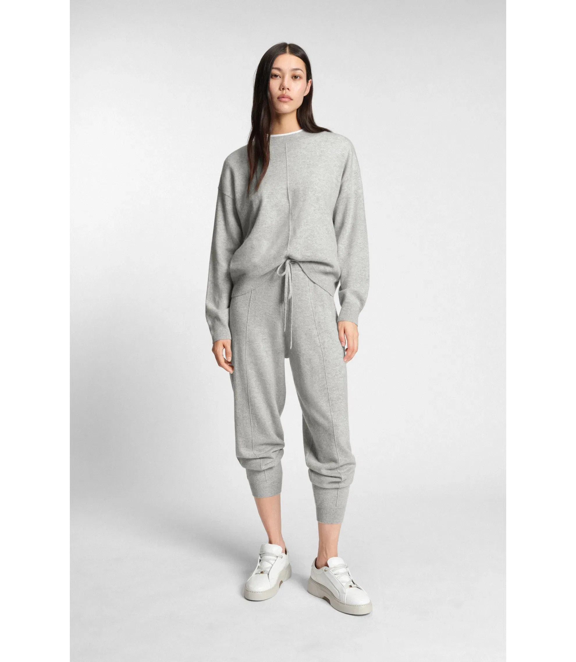 Boss Tapered Fit Track Pants In Cashmere Light Grey Women's