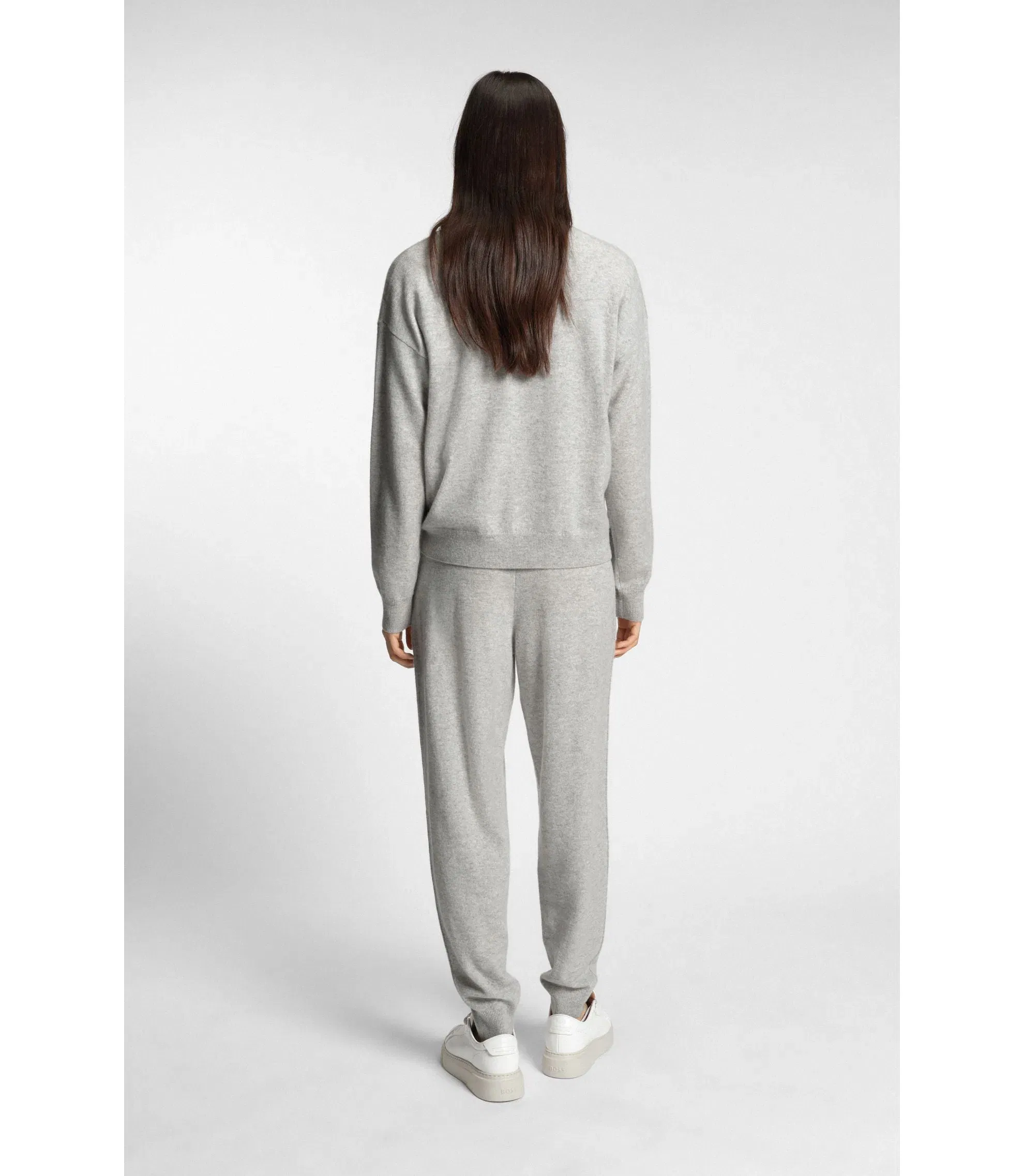 Boss Tapered Fit Track Pants In Cashmere Light Grey Women's