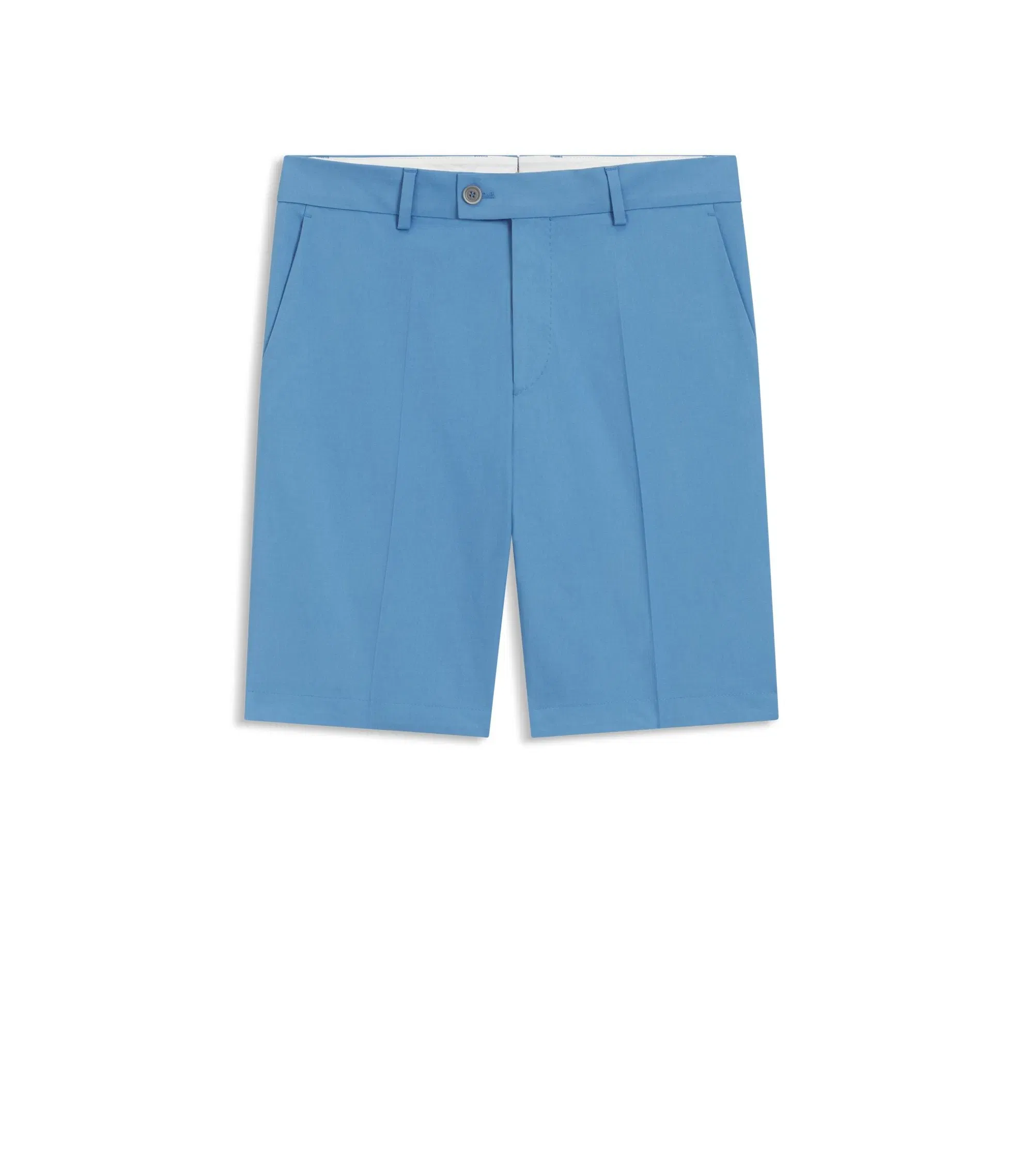 Boss Tapered Fit Shorts In Cotton Silk And Stretch Light Blue